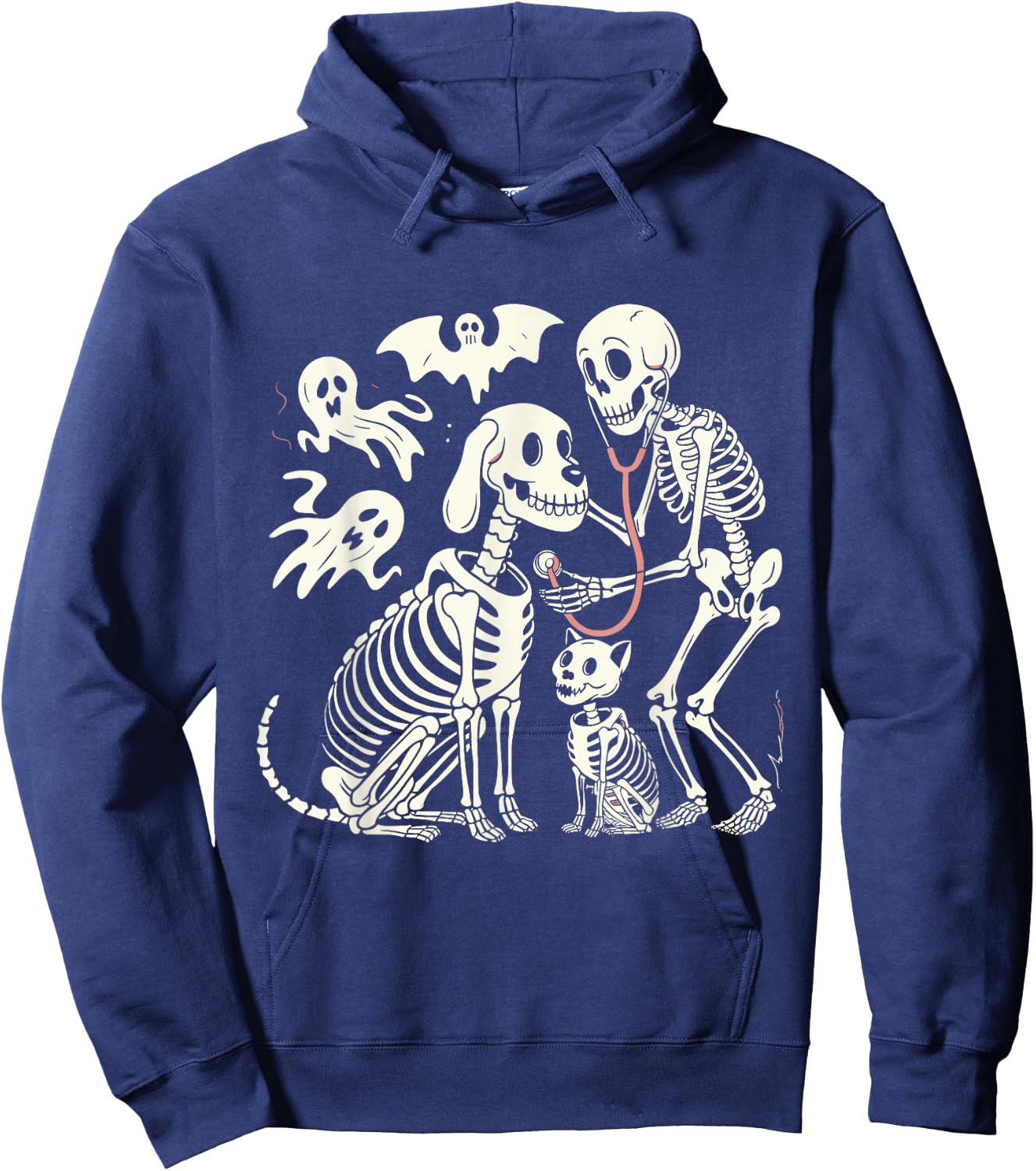 Funny Skeleton Veterinarian Animal Lovers Spooky Halloween Hoodie - Hoodie | Navy