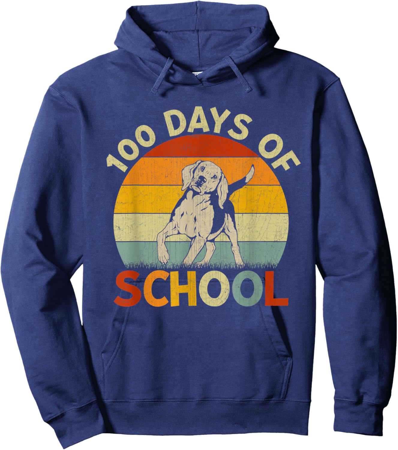 Beagle Dog Retro Boys Girls Teachers 100th Day of School Hoodie - Hoodie | Navy