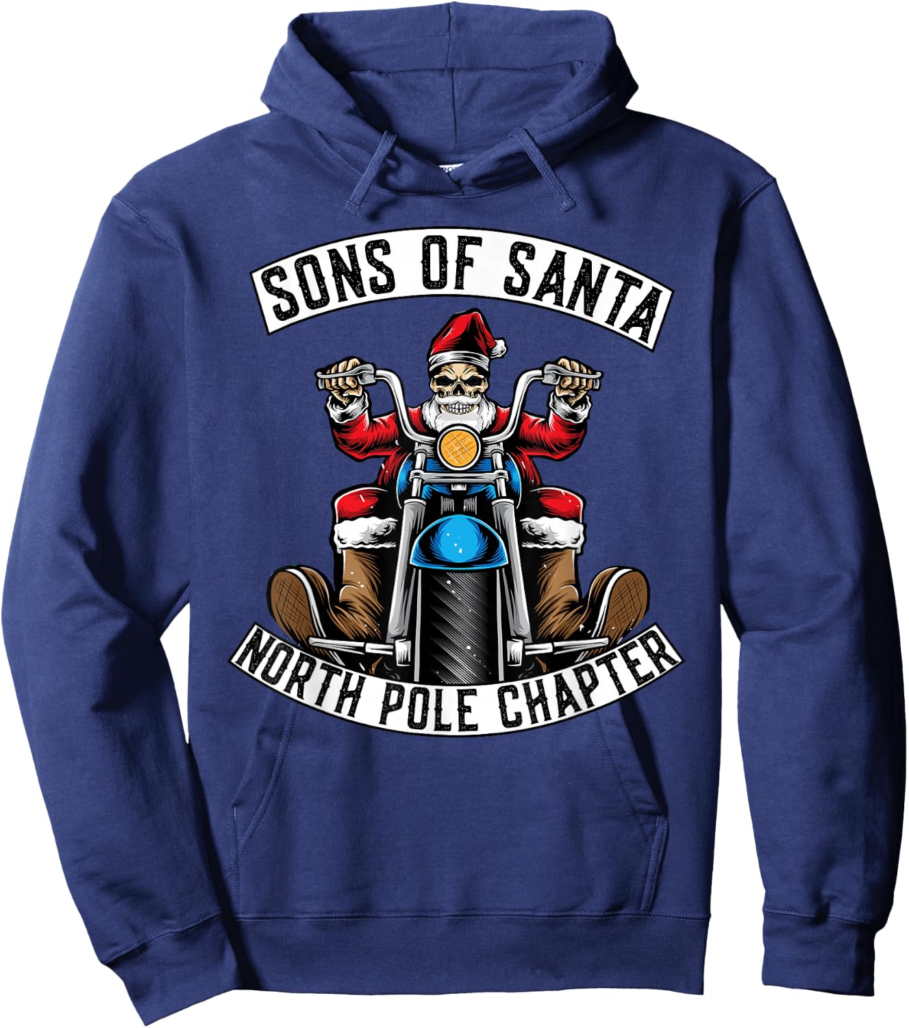 Sons Of Santa Merry Christmas Rocker Motorcycle Skeleton Hoodie - Hoodie | Navy