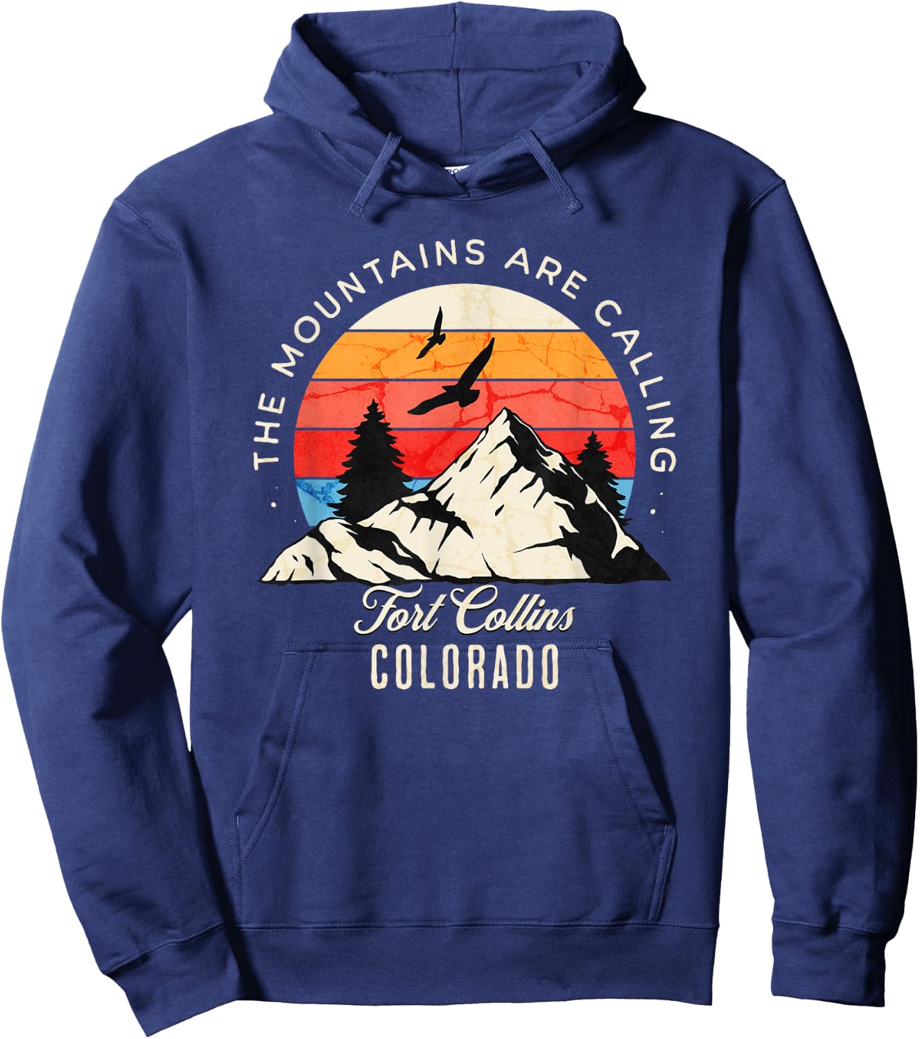 Fort Collins Colorado The Mountains are Calling Hoodie - Hoodie | Navy