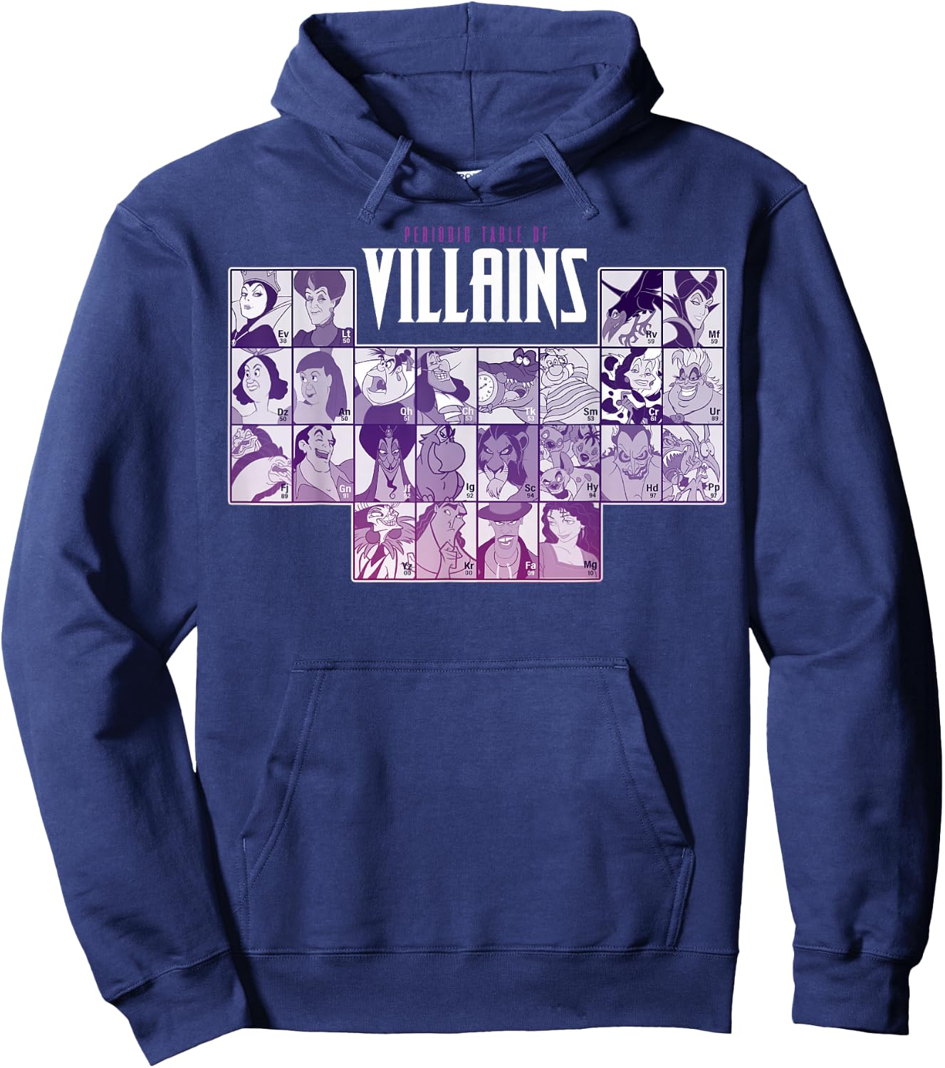 Disney Villains Periodic Table of Villains Group Shot Small Hoodie - Hoodie | Navy