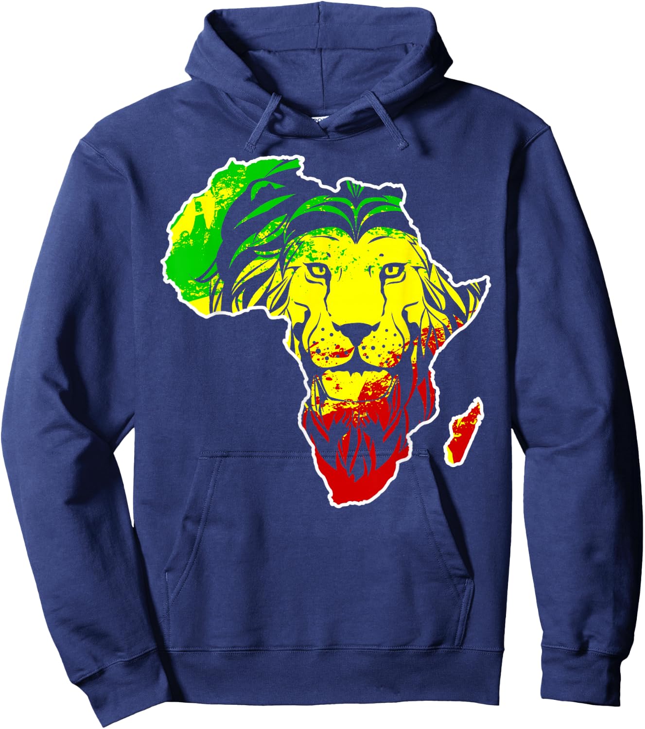 Roar Africa Map Lion Face Reggae Rasta Gift Design design Hoodie - Hoodie | Navy