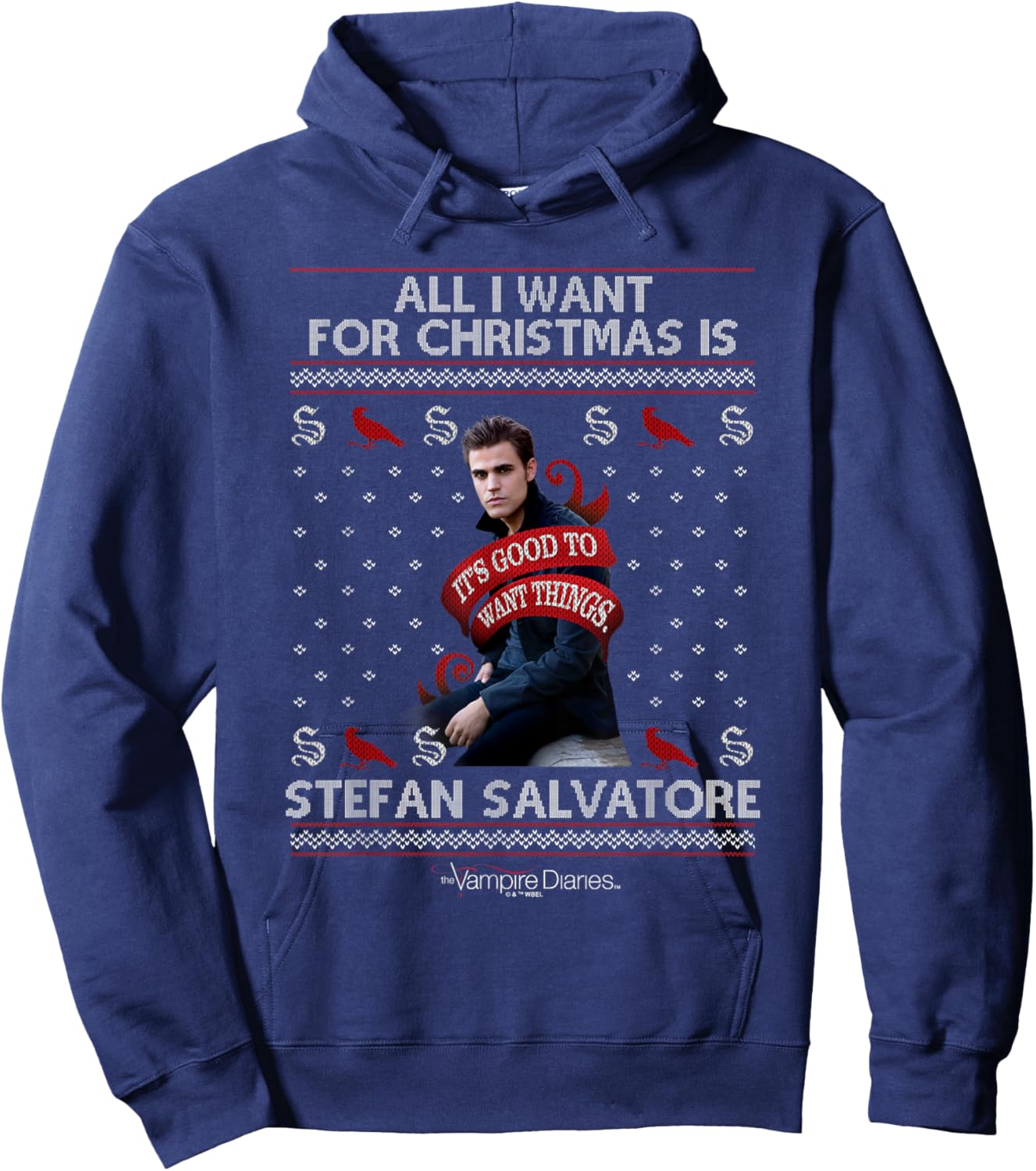 Vampire Diaries All I Want for Christmas is Stefan Salvatore Hoodie - Hoodie | Navy