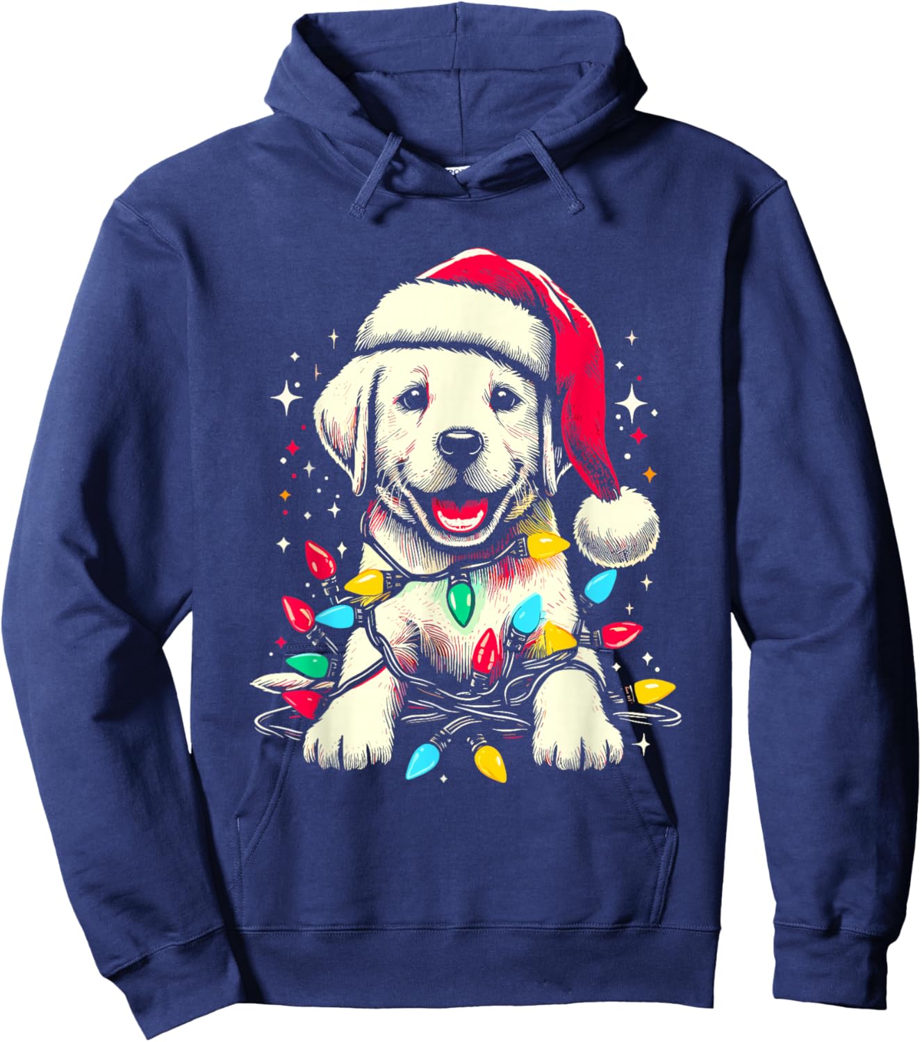 Labrador Santa Hat - Cute Colorful Dog Puppy Christmas Lover Hoodie - Hoodie | Navy