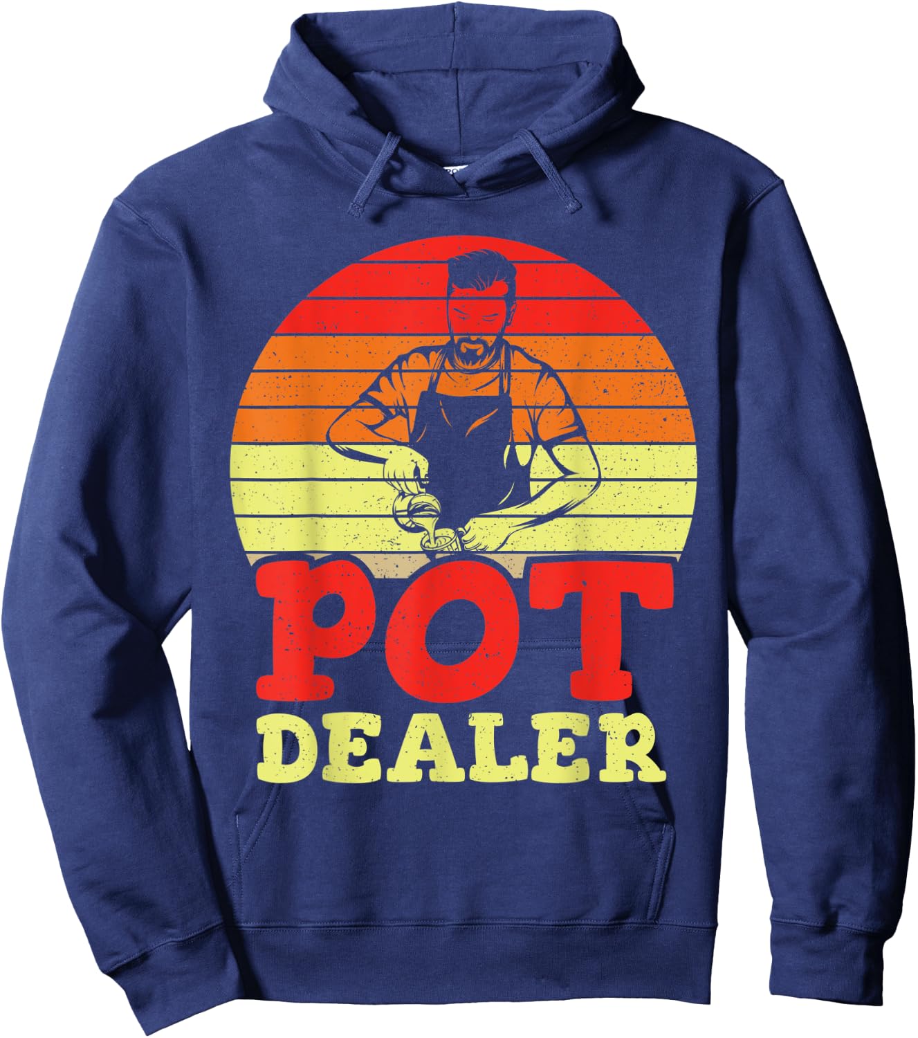 Vintage Pot Dealer Distressed Barista Coffee Lovers Hoodie - Hoodie | Navy