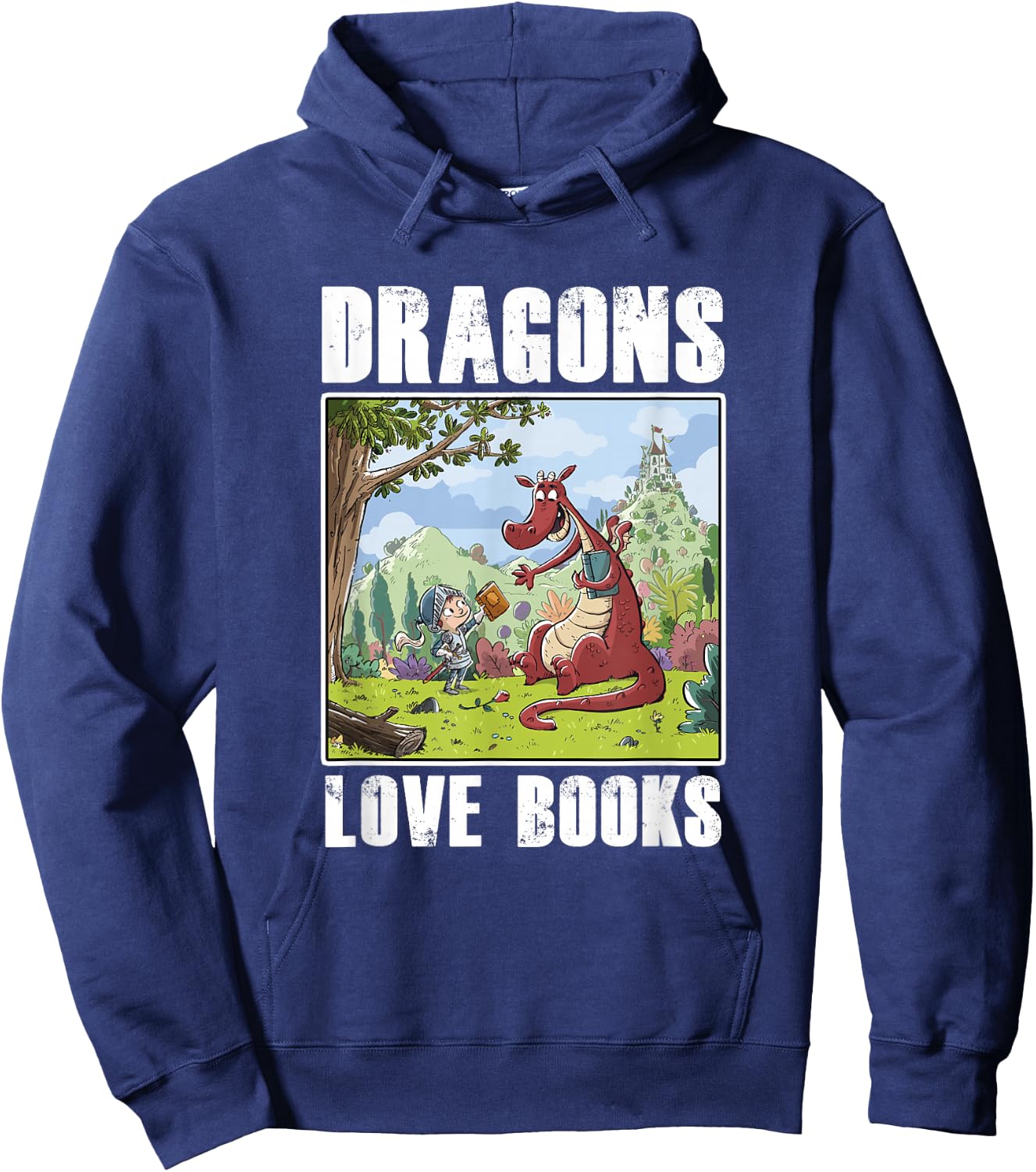 Dragons Love Books Book Lover Literature Read Reading Gift Hoodie - Hoodie | Navy