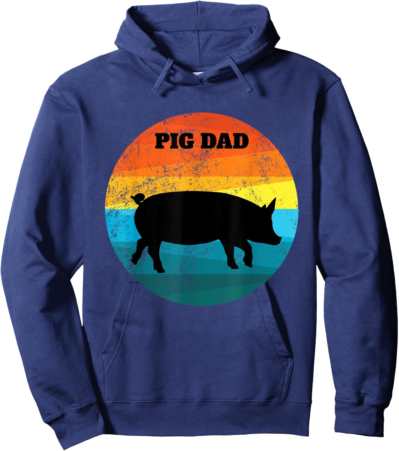 Pot Belly PIG DAD Vintage Retro Men Women Kids Teen Gift Hoodie - Hoodie | Navy