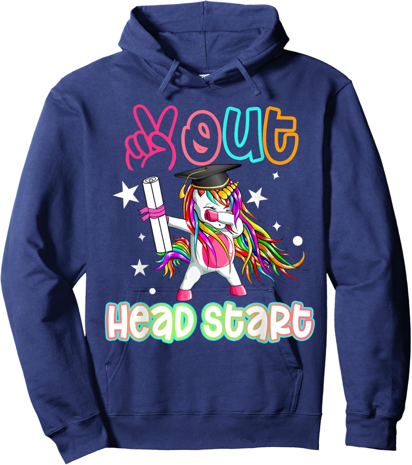 Peace out Headstart Dabbing Unicorn Last Day Of School Kids Hoodie - Hoodie | Navy