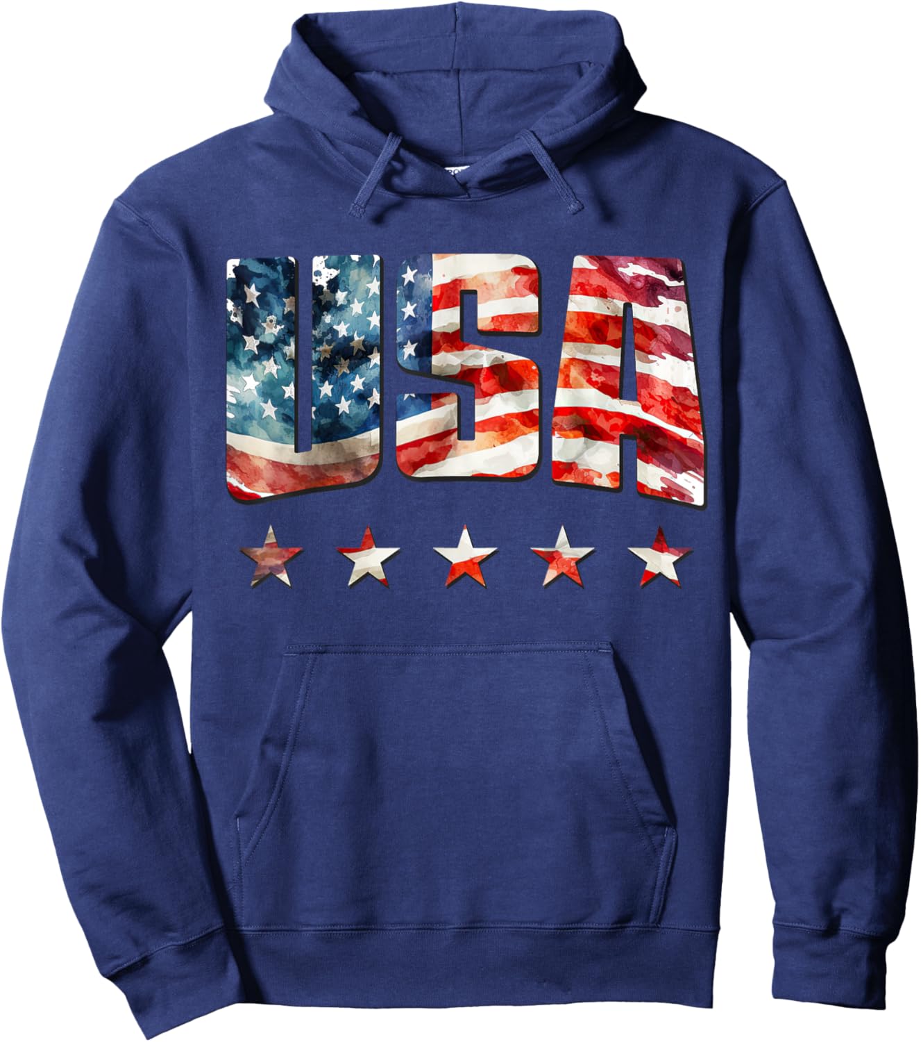 USA Flag Patriotic 4th of July USA American Flag Hoodie - Hoodie | Navy