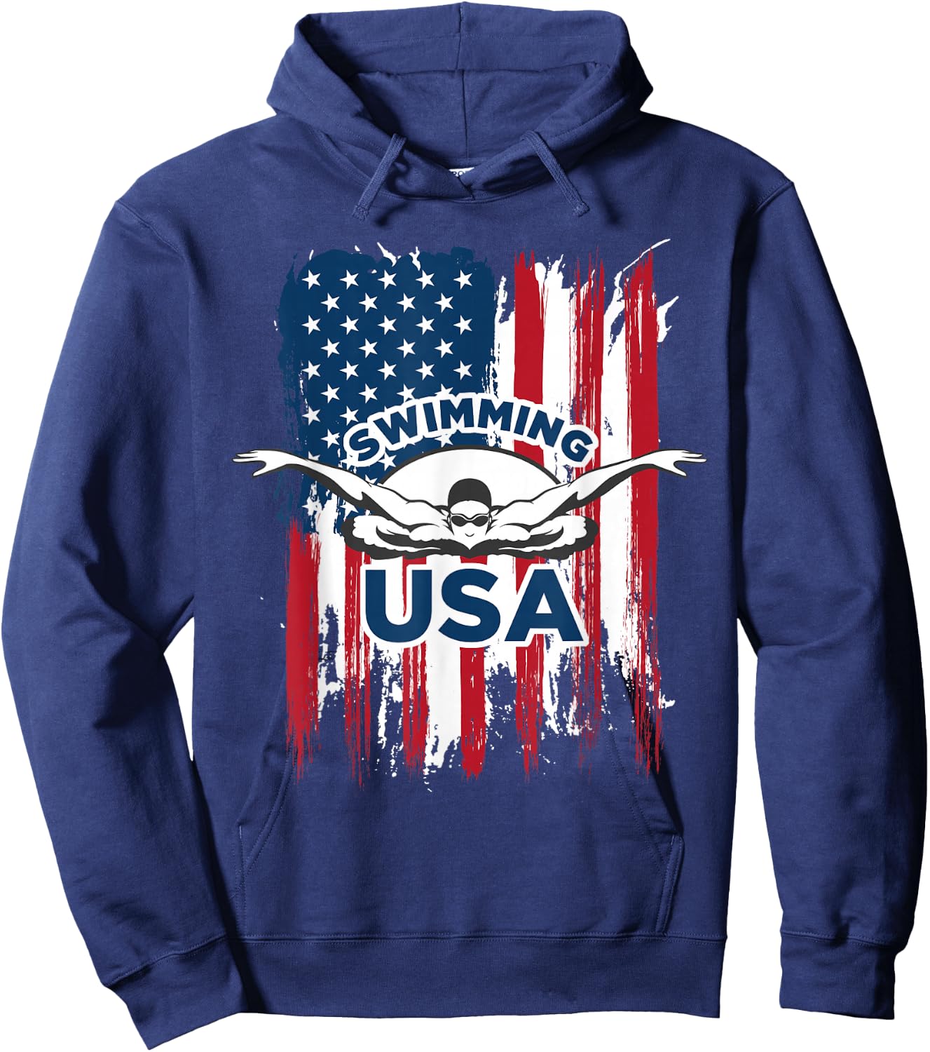 Swimming USA Support The Team Shirt USA Flag Pool Hoodie - Hoodie | Navy