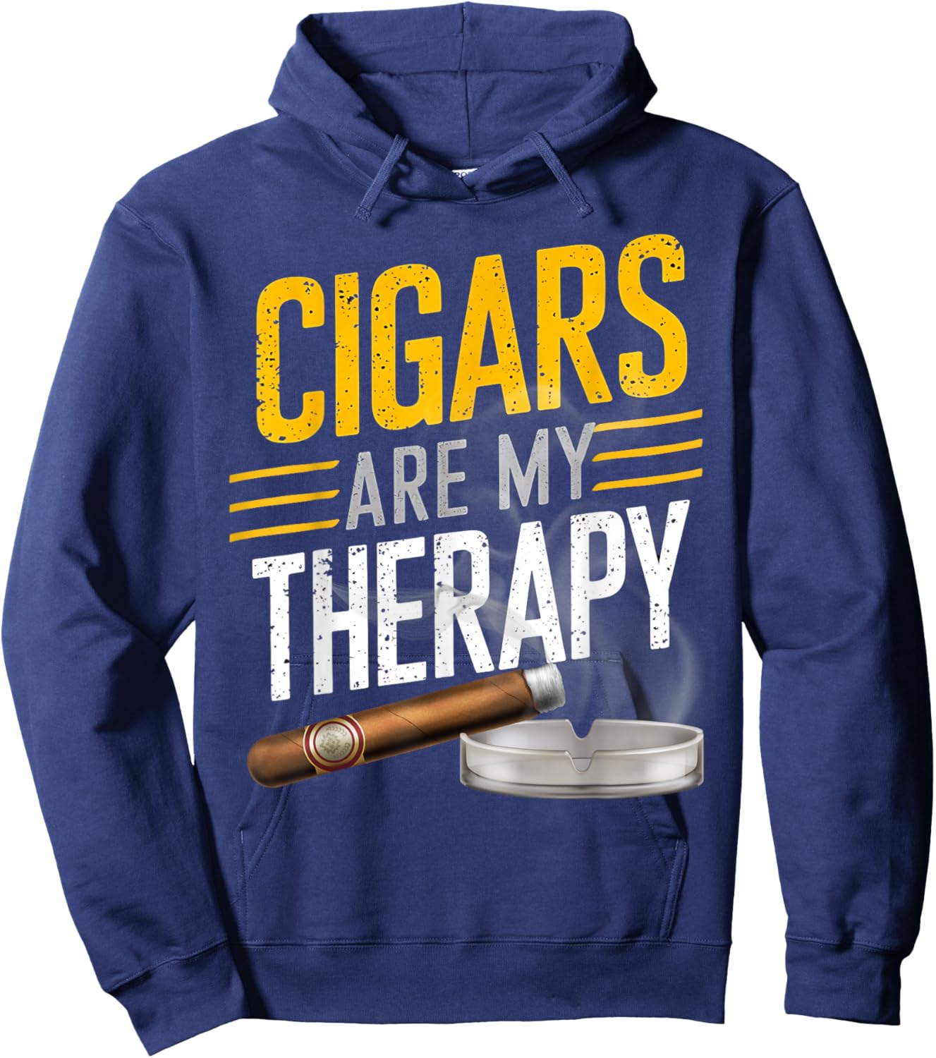 Cigars are my Therapy Funny Humor Smoking Cigar Smoker Hoodie - Hoodie | Navy