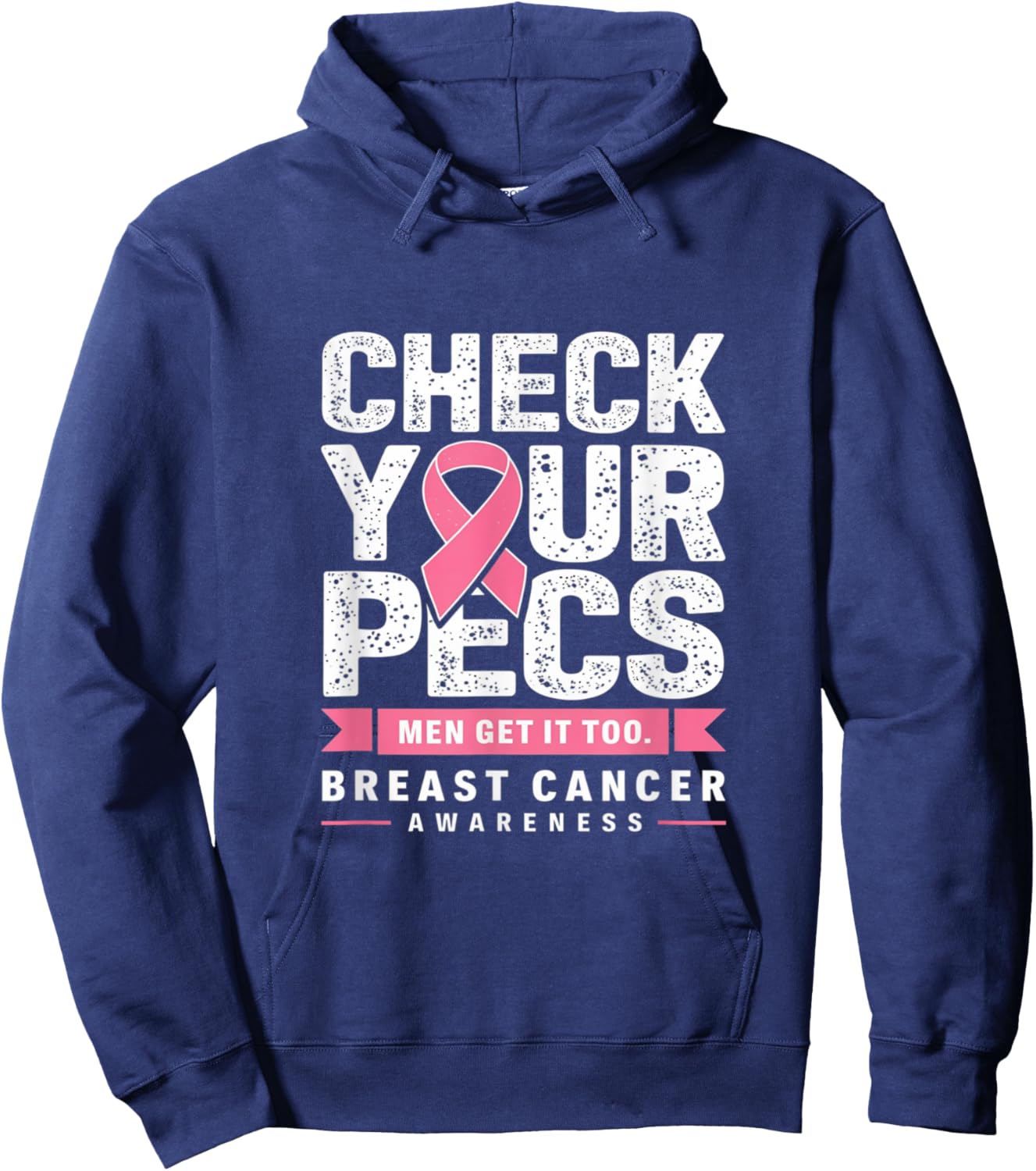Check Your Pecs Men Breast Cancer Awareness Hoodie - Hoodie | Navy