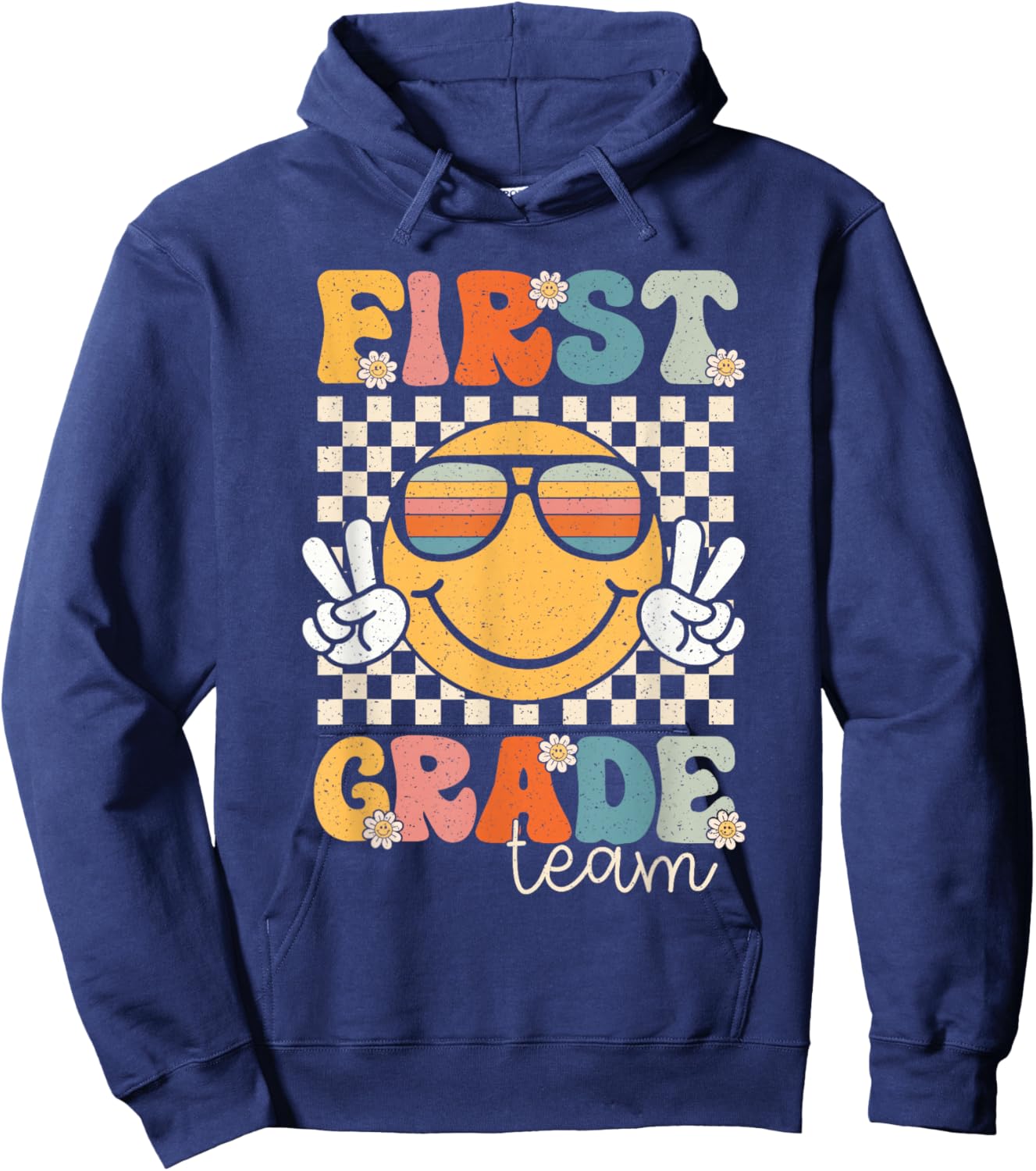 First Grade Team Smile Retro 1st Day of School 1st Grade Hoodie - Hoodie | Navy