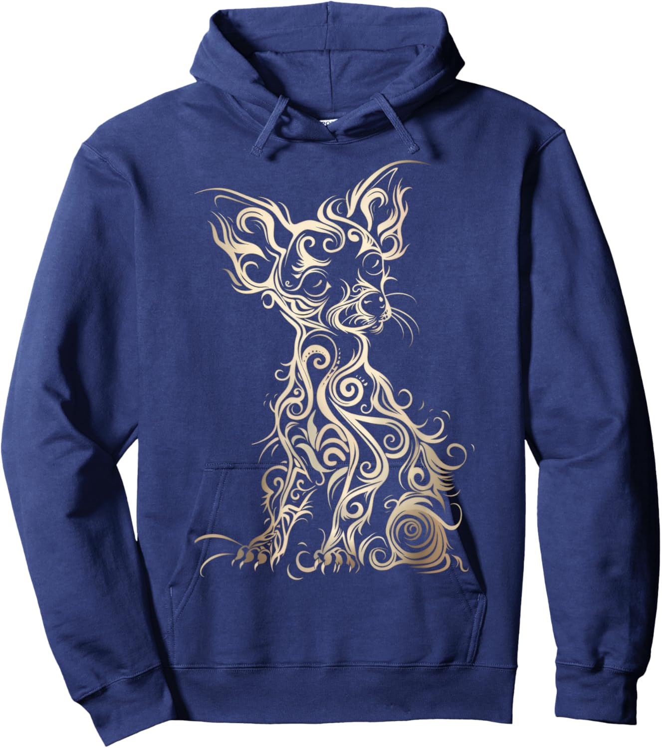 LumaThread Chiweenie Tribal Vintage Retro Graphic , Small, Black Hoodie - Hoodie | Navy