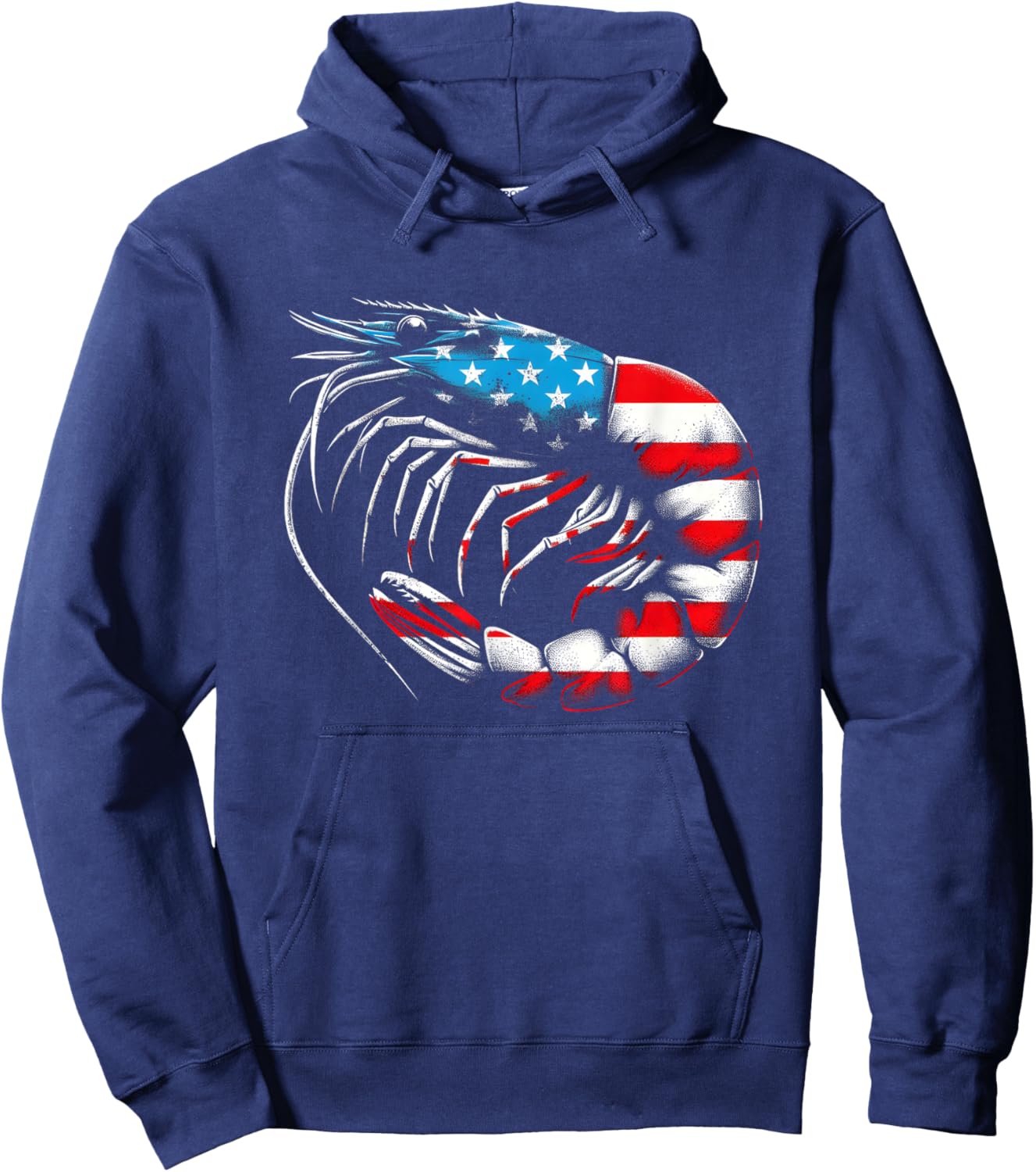 Shrimp American Flag - Patriotic USA Crab Prawn Lover Hoodie - Hoodie | Navy