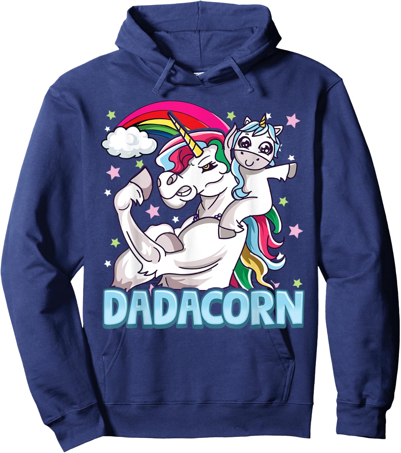 Dadacorn Dad Funny Unicorn Dad Papacorn Dadicorn Hoodie - Hoodie | Navy