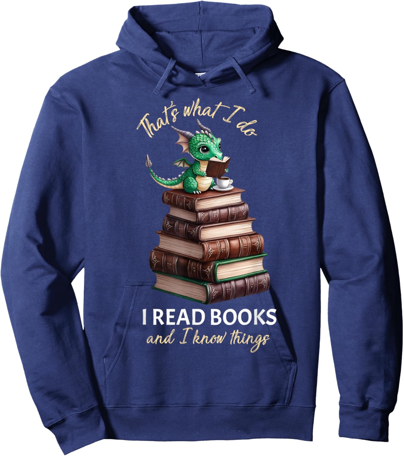 Librarian Bibliophile Dragon Coffee I read books Hoodie - Hoodie | Navy