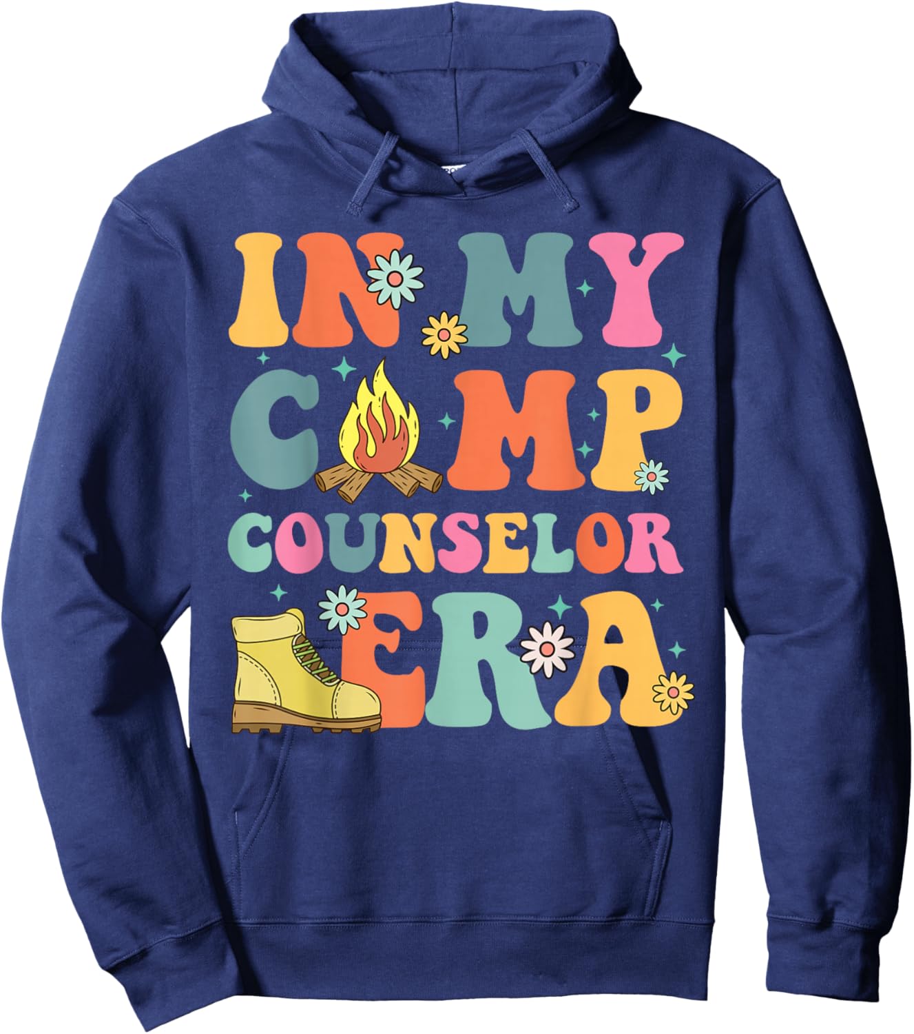 In My Camp Counselor Era Retro Groovy Summer Camp Counselor Hoodie - Hoodie | Navy