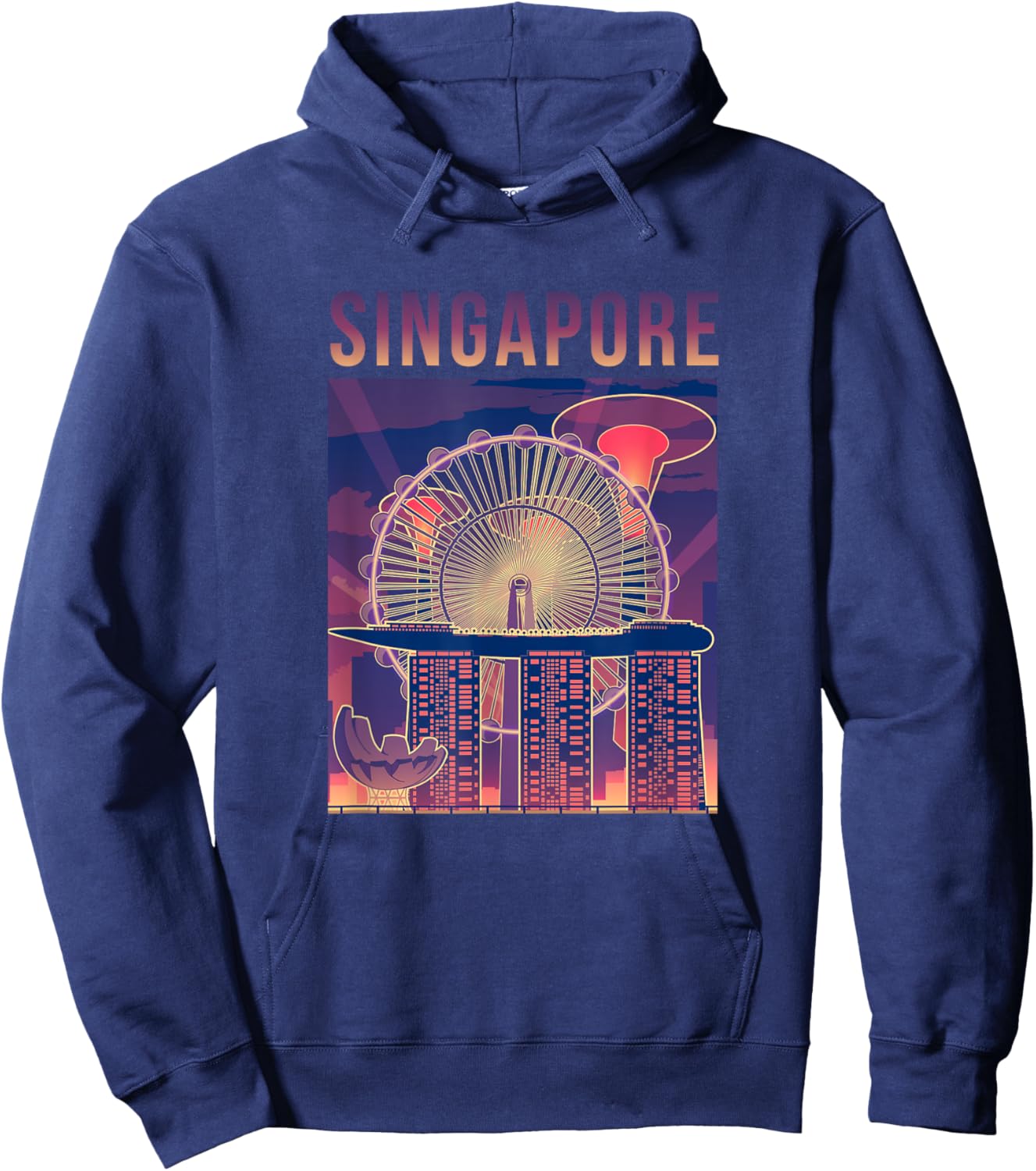 Singapore Travel Outfit City Skyline With Iconic Landmarks Hoodie - Hoodie | Navy