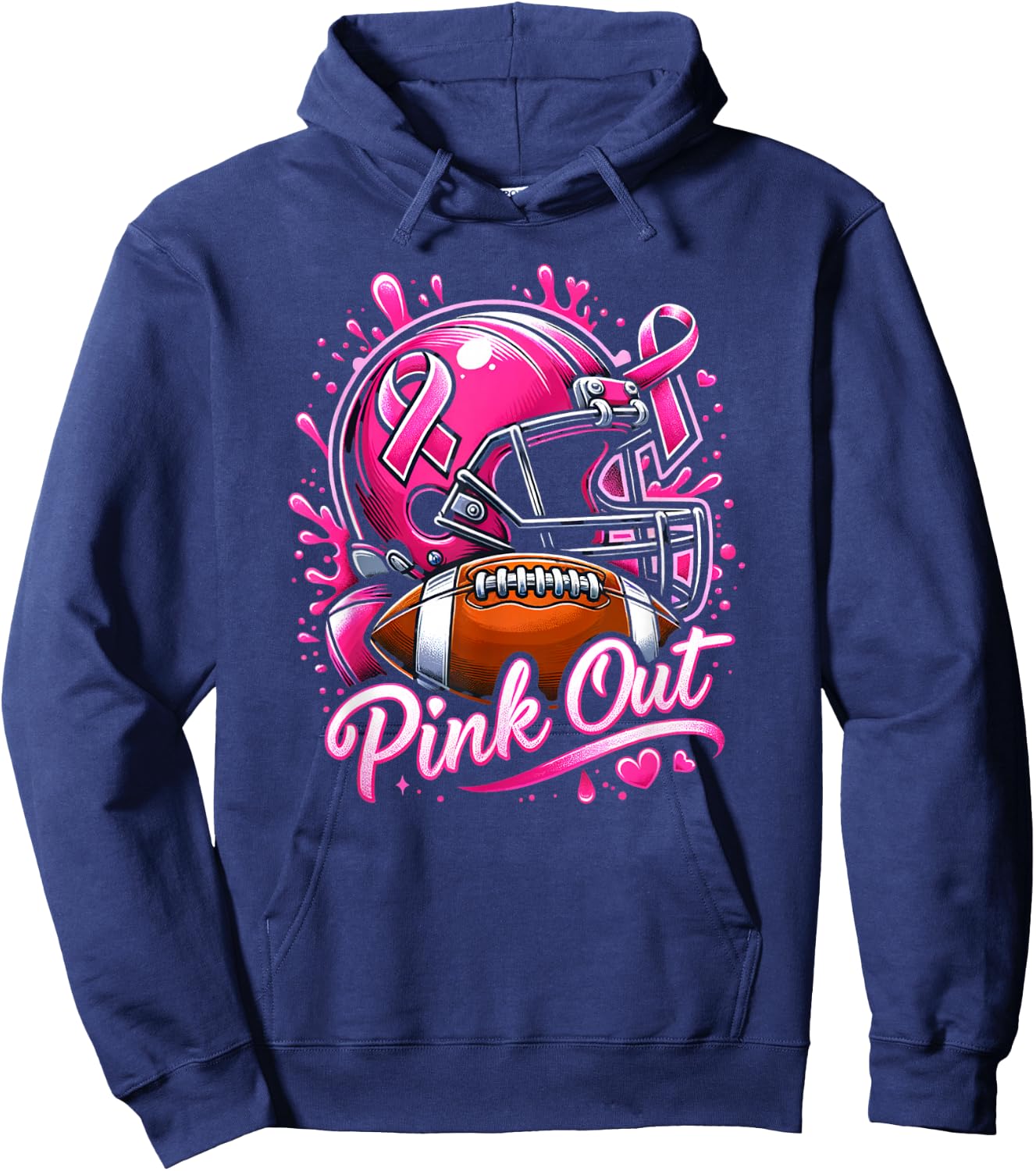 Pink Out Tackle Breast Cancer Awareness American Football Hoodie - Hoodie | Navy
