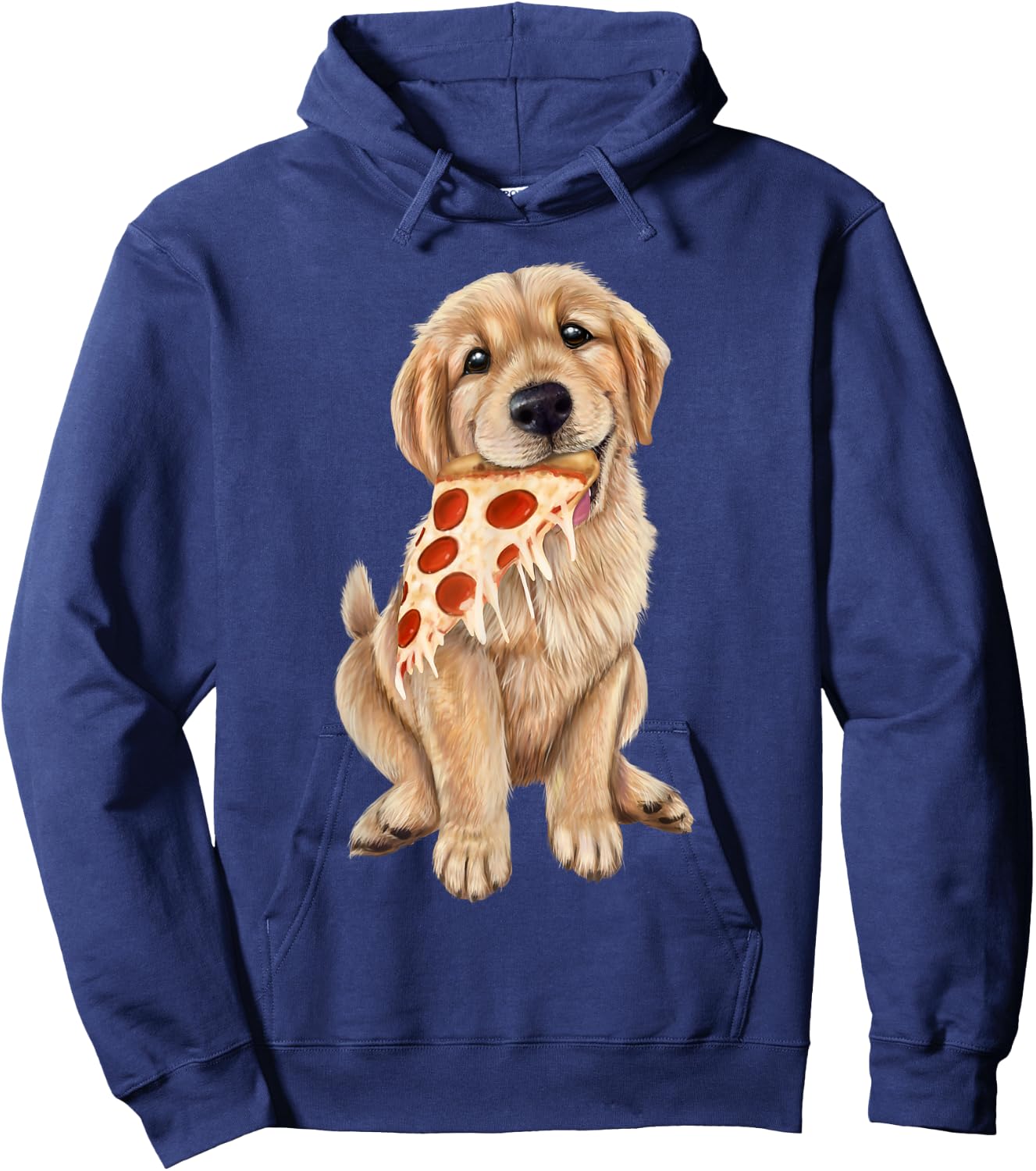 Golden Retriever eating pizza - puppy with a slice of pizza Hoodie - Hoodie | Navy