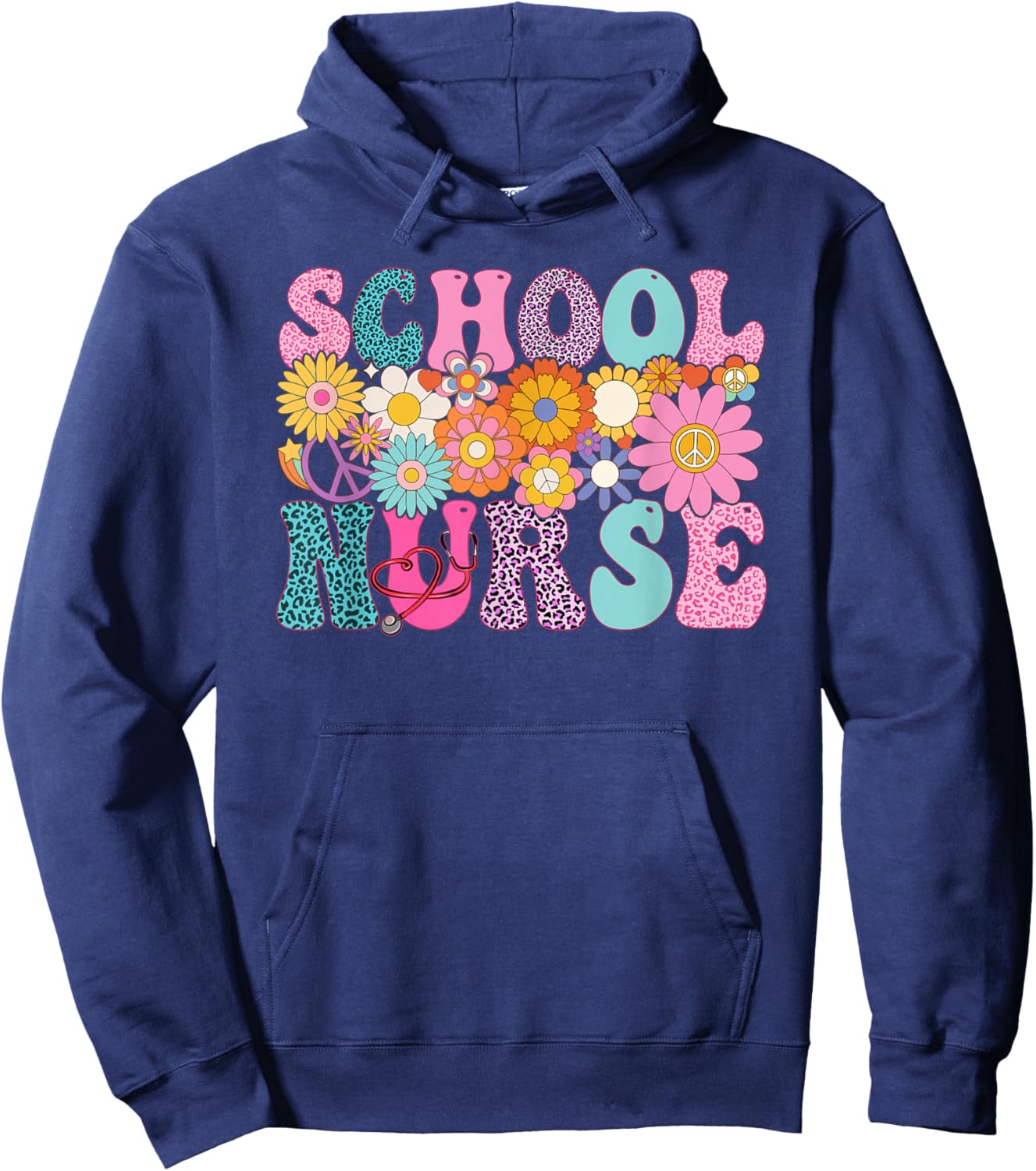 School Nurse Week Groovy Appreciation Day Hoodie - Hoodie | Navy