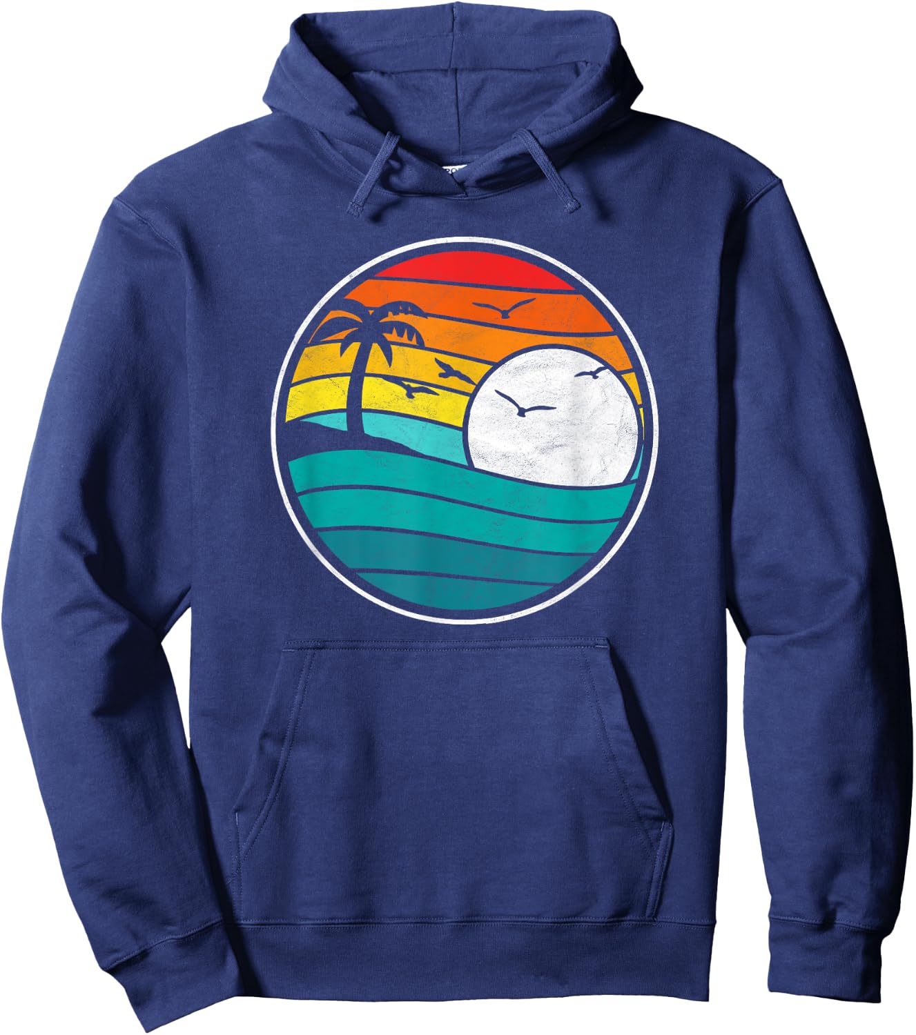 Retro Eighties Beach & Surf Graphic 80's Vibe Graphic Women Girls Kids Hoodie - Hoodie | Navy