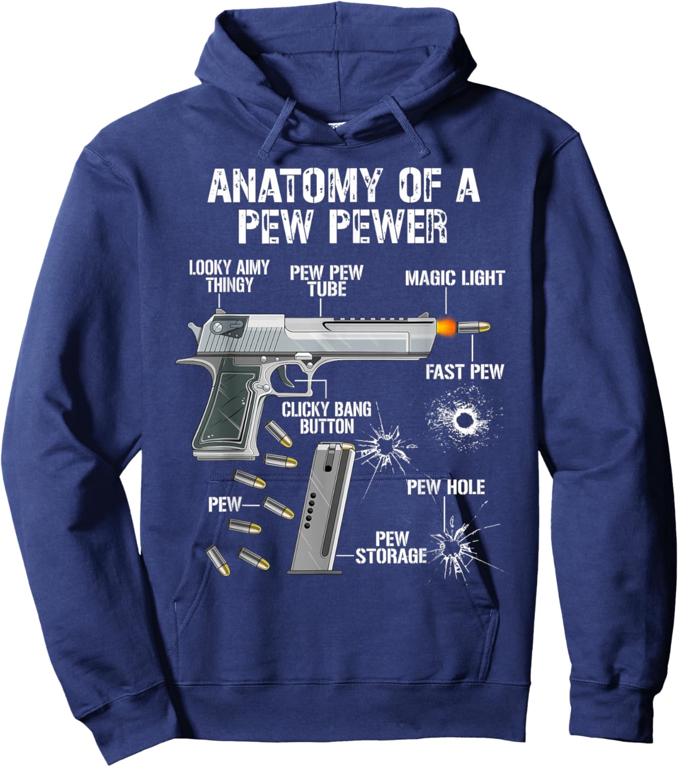 Anatomy of a Pew Pewer Funny Pistols 9 mm Sports Shooters Hoodie - Hoodie | Navy