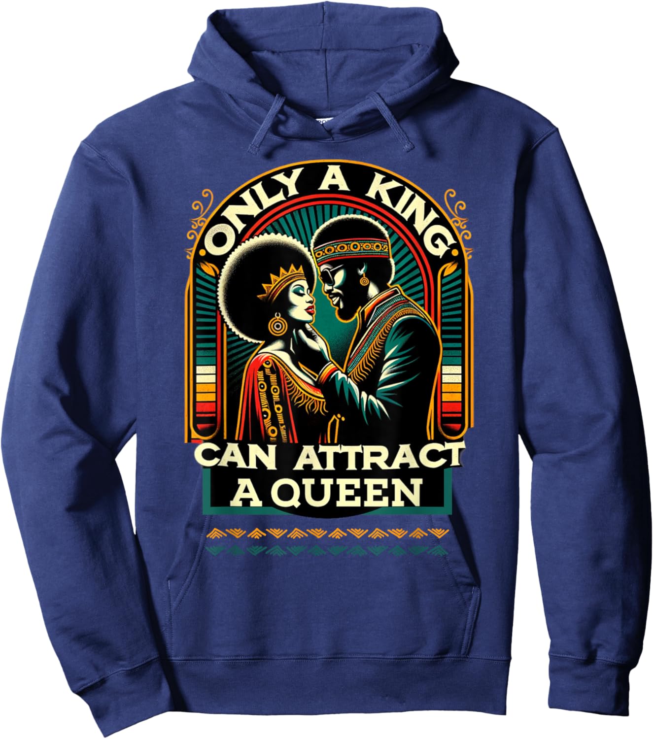 King & Queen Black Love African American Couples Marriage Hoodie - Hoodie | Navy