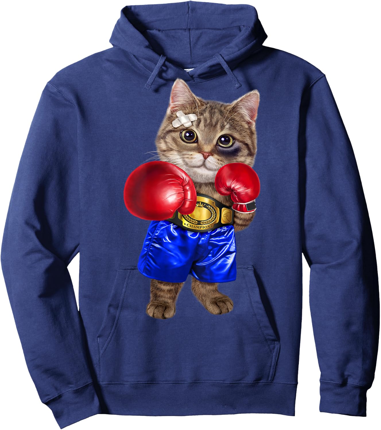 Boxer Tabby Cat Boxing Champion Fighter Women Kids Hoodie - Hoodie | Navy