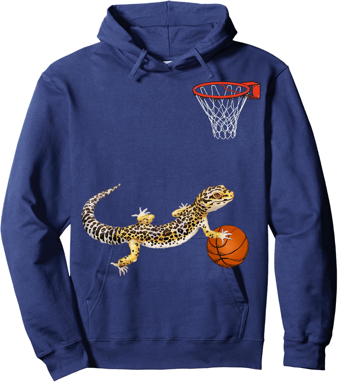 Leopard Gecko Playing Sports Lizard & Reptiles Basketball Hoodie - Hoodie | Navy