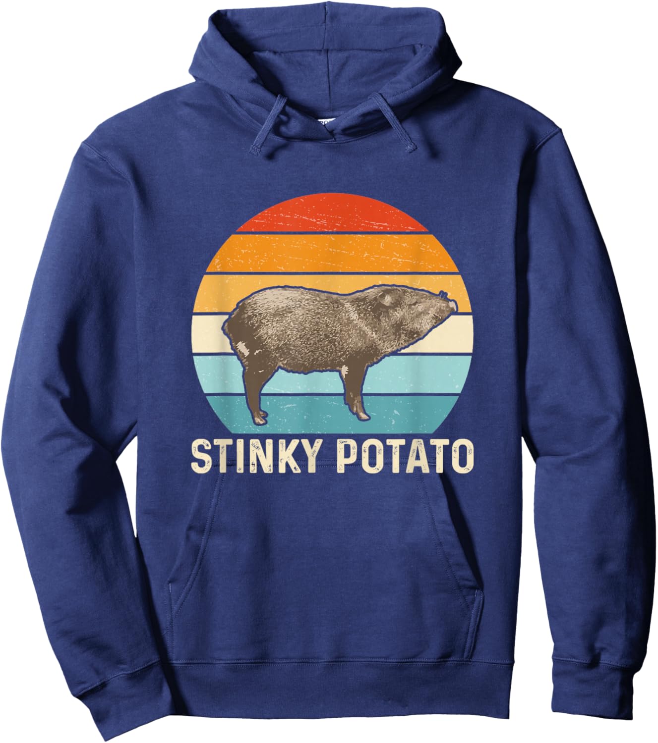 Vintage Retro Javelina Wild Pig Stinky Potato Peccary Hunter Hoodie - Hoodie | Navy