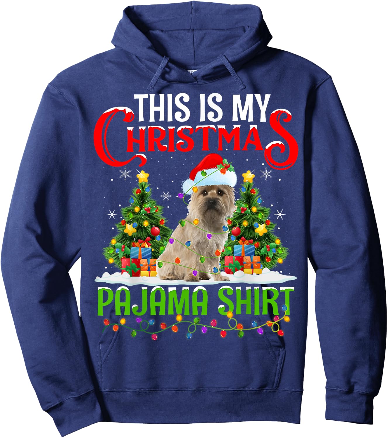 This Is My Christmas Pajamas Lighting Cairn Terrier Dog Xmas Hoodie - Hoodie | Navy