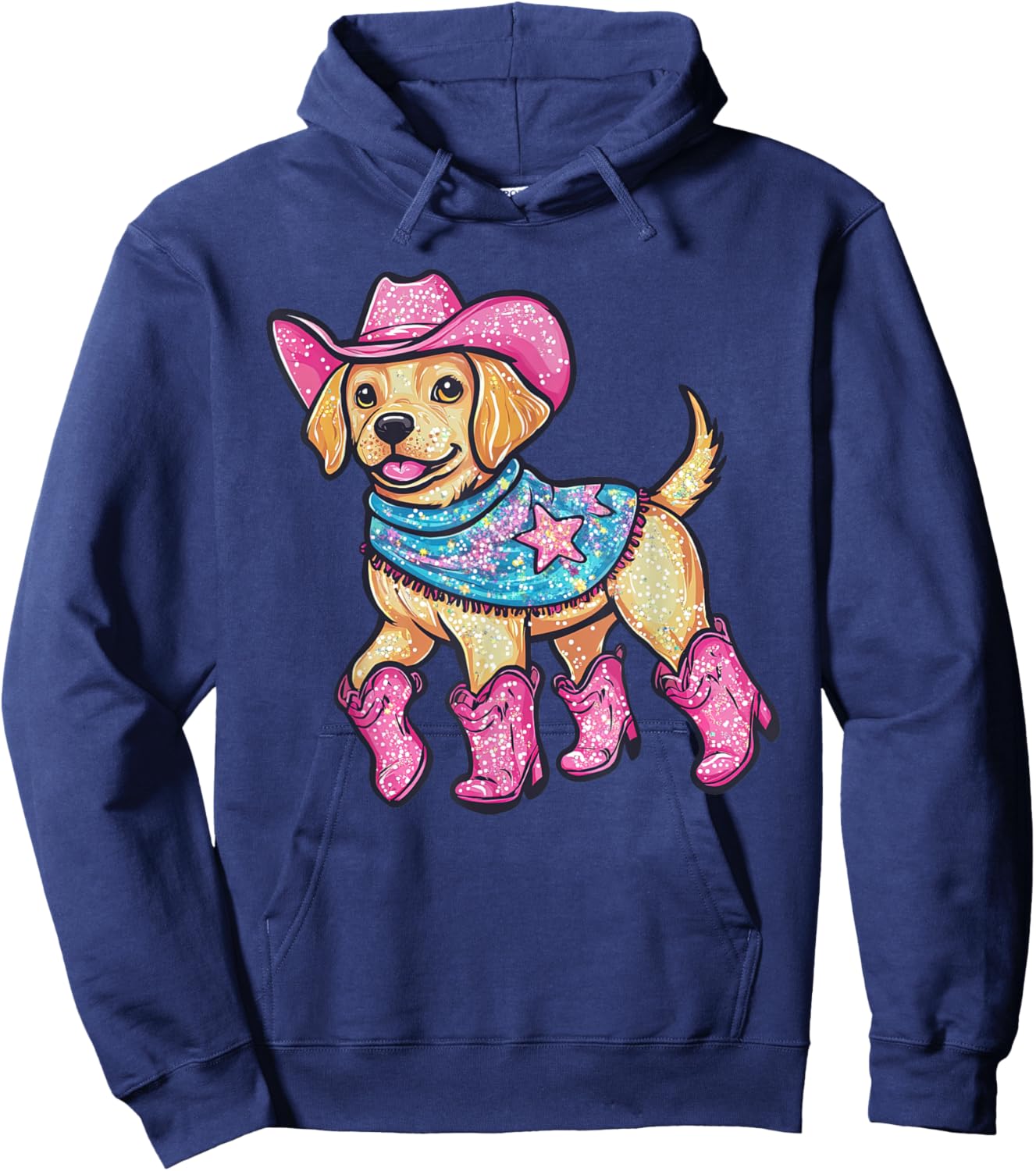 Cute Dog In Pink Cowboy Hat Boots Western Cowgirl Dog Lover Hoodie - Hoodie | Navy