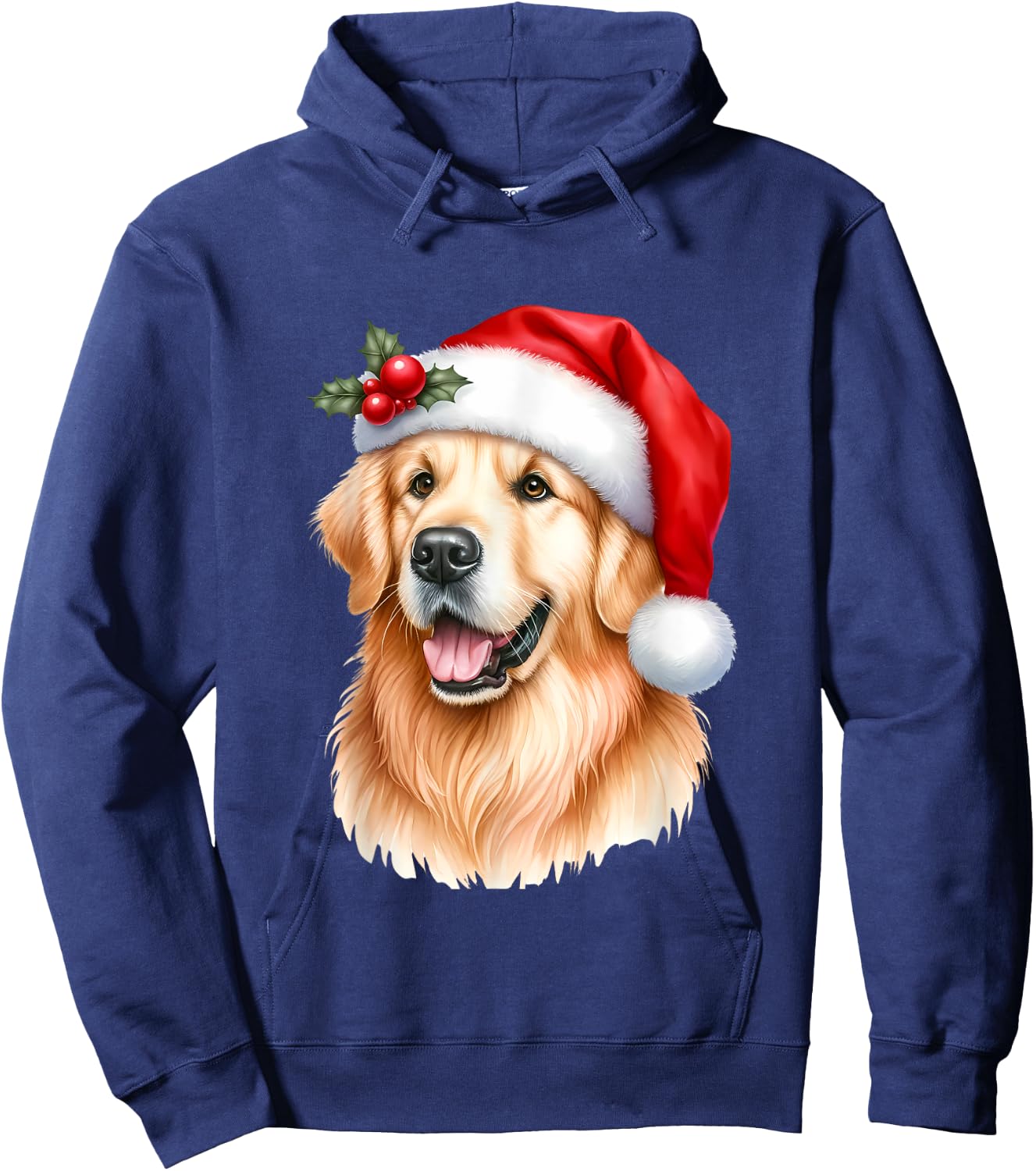 Christmas Golden Retriever Santa Hat Dog Lover Xmas Women Kids Hoodie - Hoodie | Navy