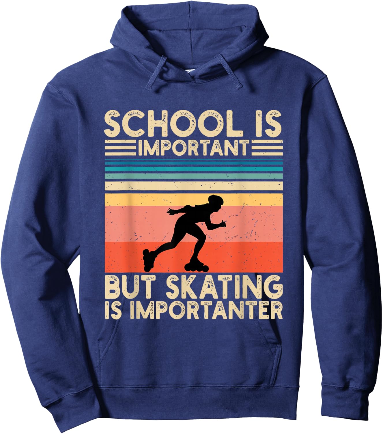 School Is Important But Skating Is Importanter Funny Skating Hoodie - Hoodie | Navy