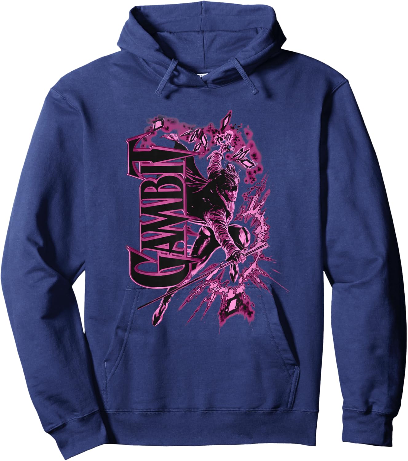 Marvel X-Men Gambit Epic Explosions Solo Poster Hoodie - Hoodie | Navy