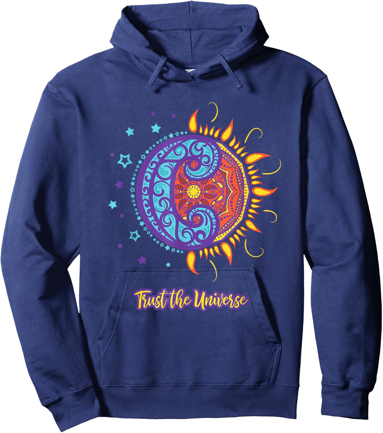 Trust the Universe Sun Moon, Positive Self Care Hoodie - Hoodie | Navy