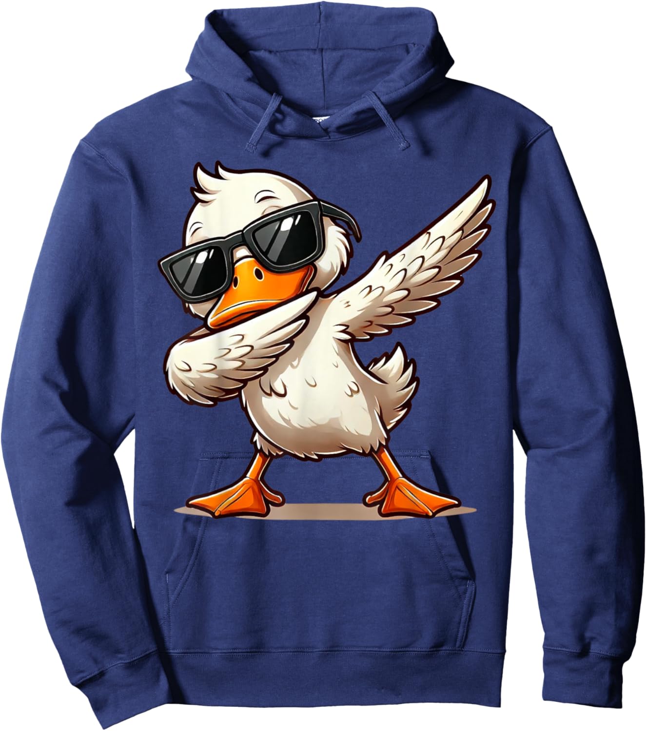 Quirky Bird Designs BY TEERA Dabbing Duck with Sunglasses Funny Cartoon Graphic Hoodie - Hoodie | Navy