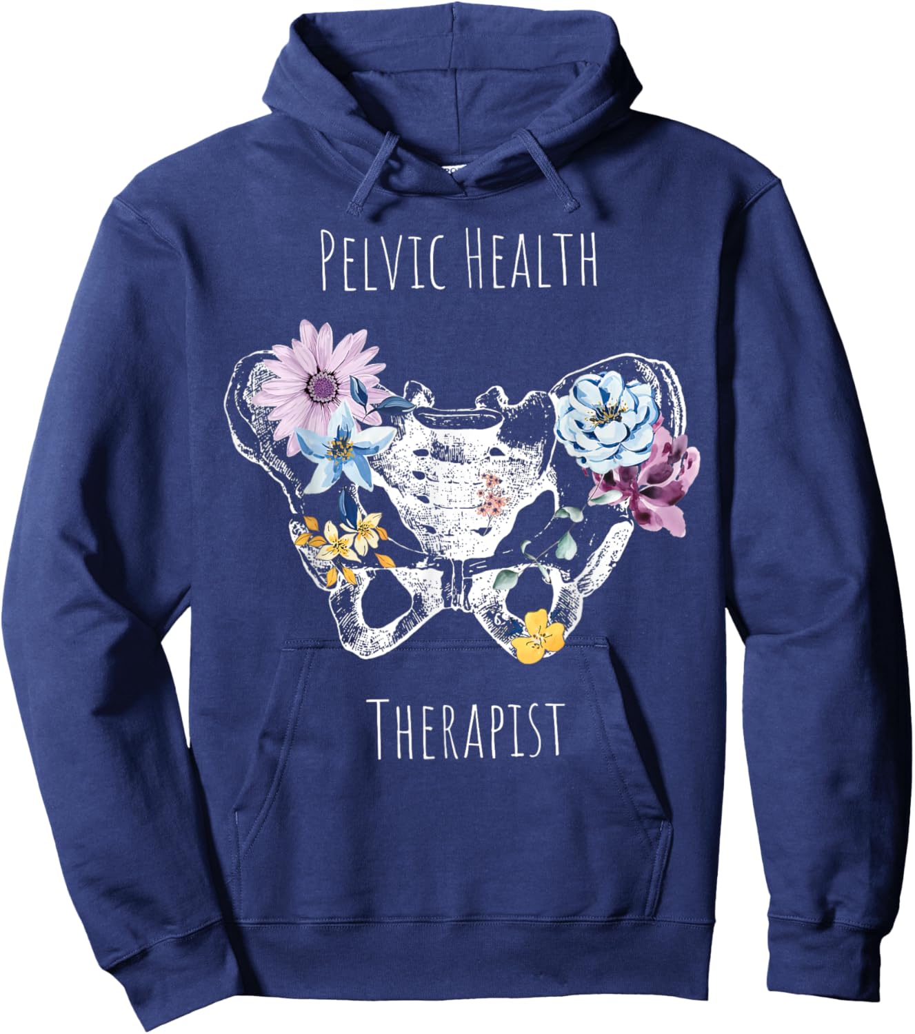 Vintage Pelvic Health Therapist Cute Pelvic Floor Flowers Hoodie - Hoodie | Navy