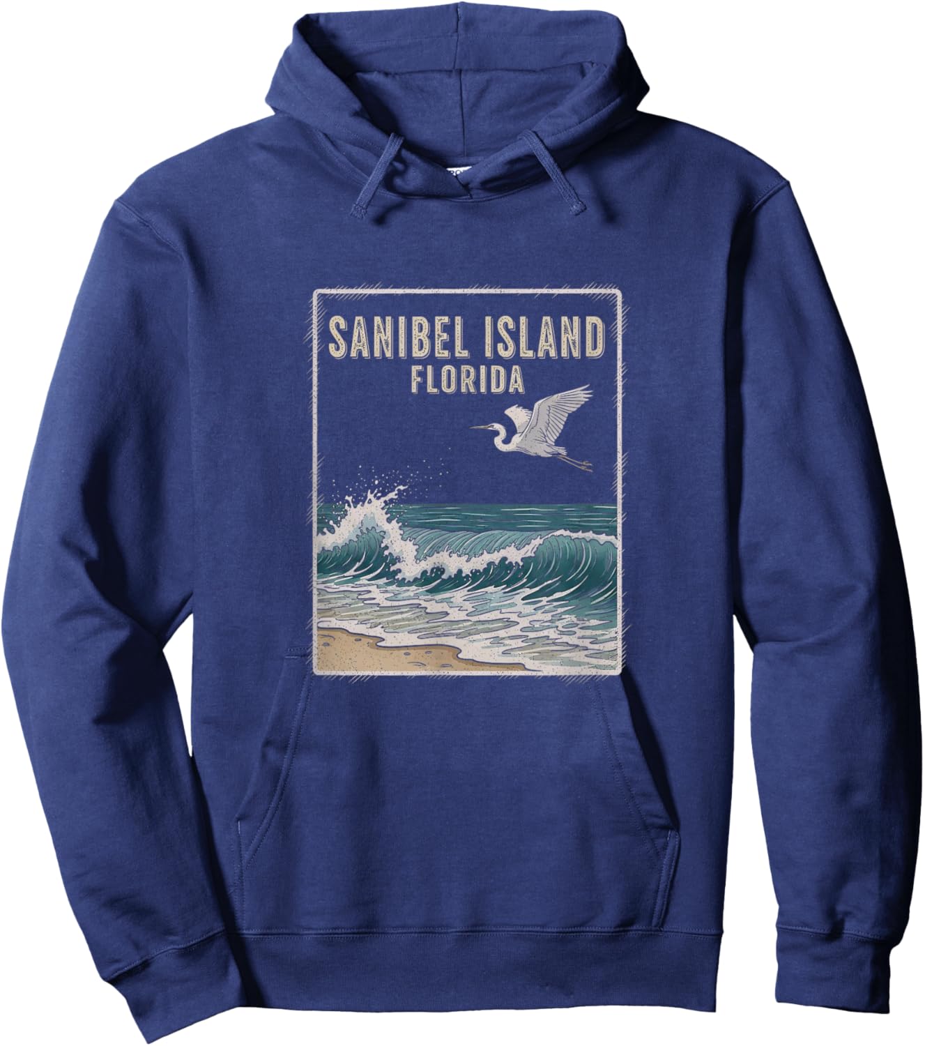 Vintage Sanibel Island Florida Drawing Art Design Hoodie - Hoodie | Navy