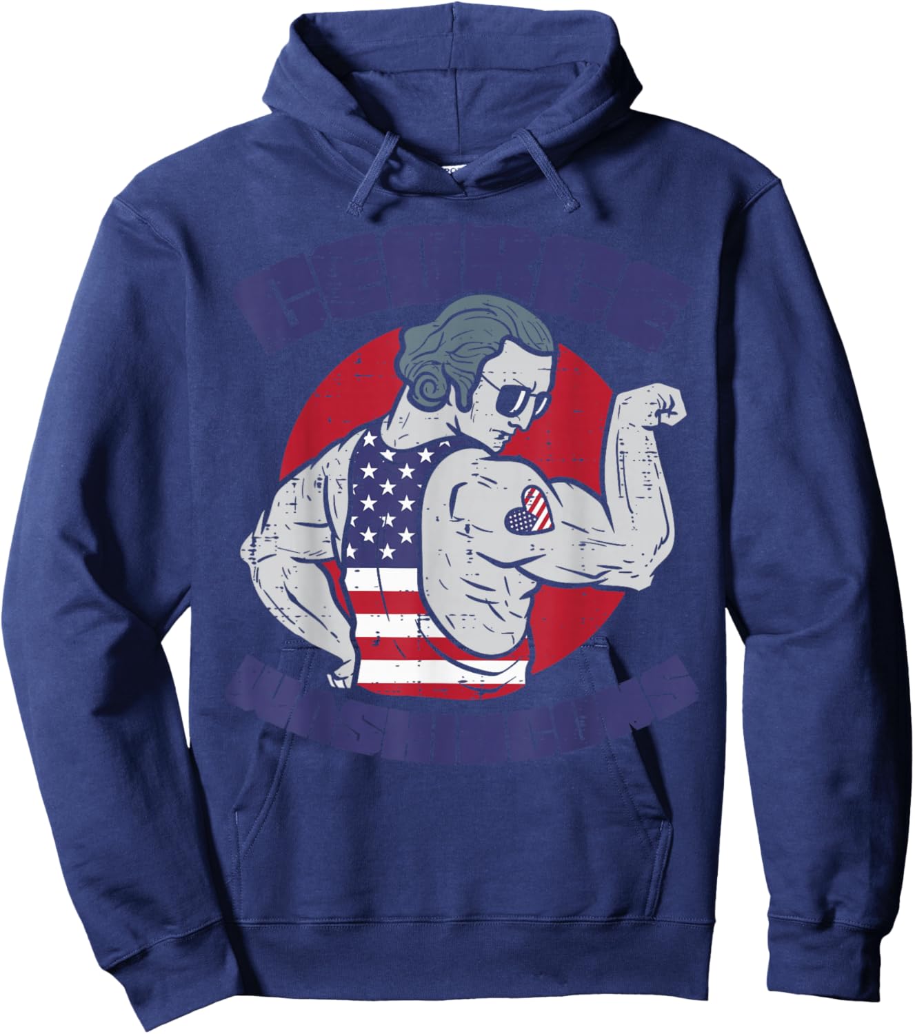 4th July George Washinguns Washington Workout Patriot Men Hoodie - Hoodie | Navy
