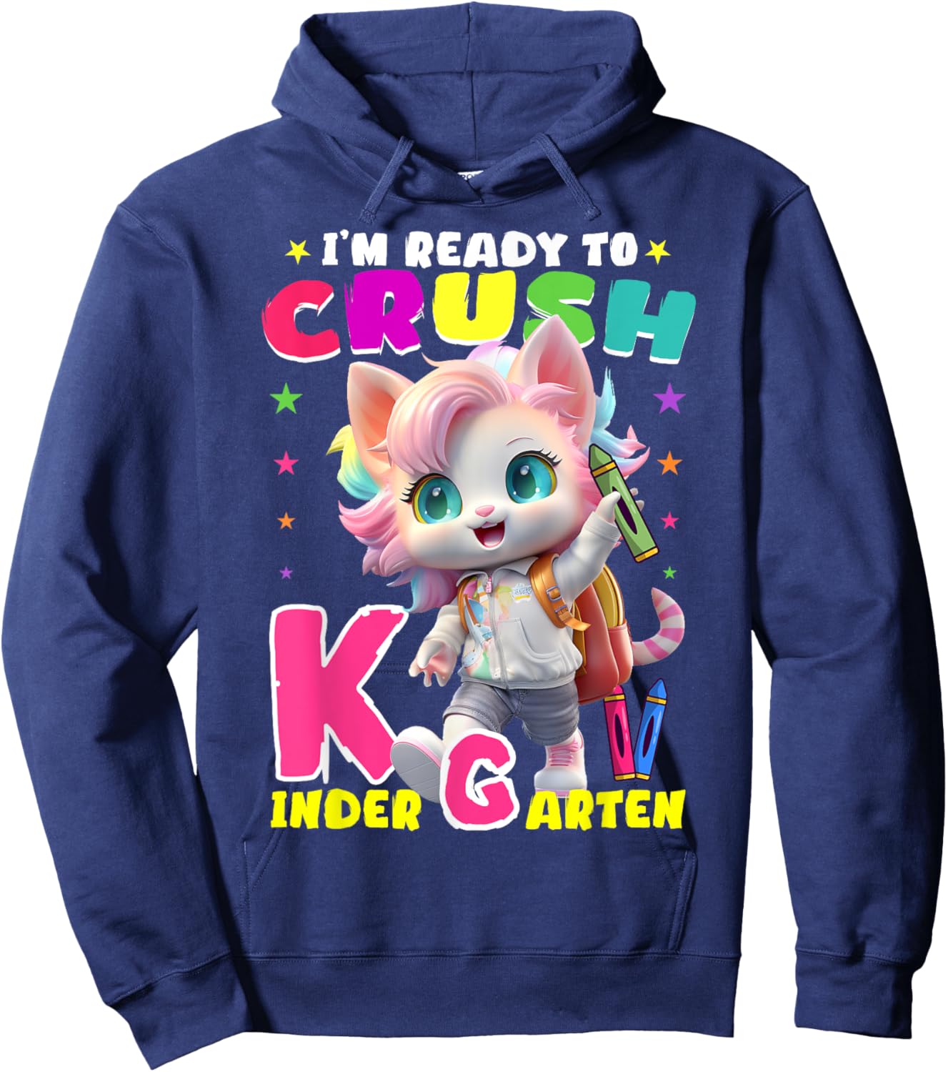 I'm Ready To Crush Kindergarten Unicorn Back To School Girls Hoodie - Hoodie | Navy