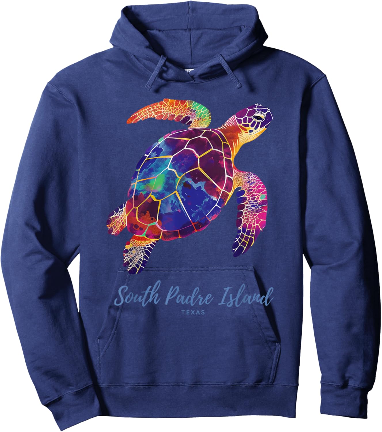 South Padre Island TX Sea Turtle Vintage Texas Retro Diving Hoodie - Hoodie | Navy