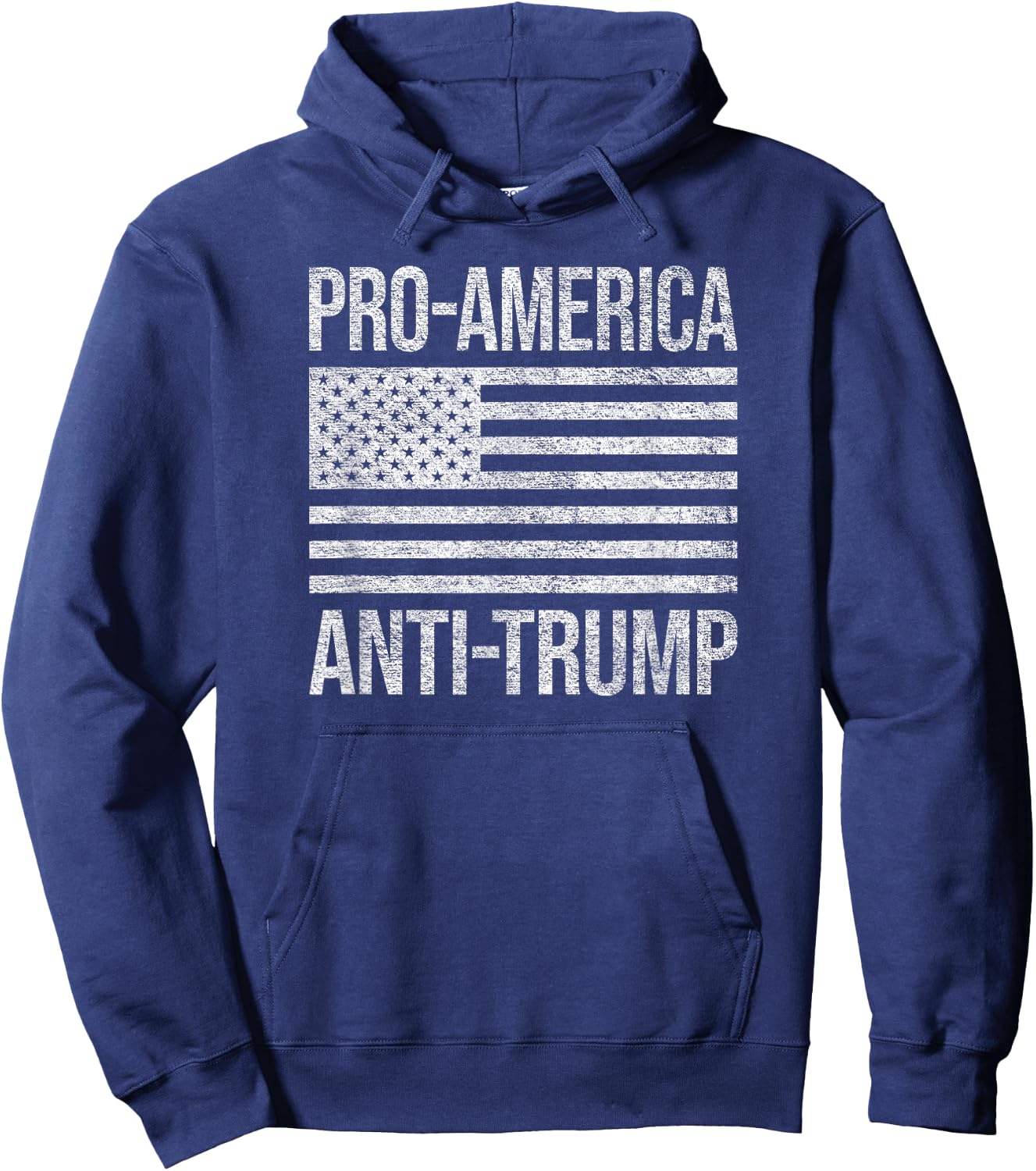 Pro America Anti Trump Us American Flag Patriot Hoodie - Hoodie | Navy