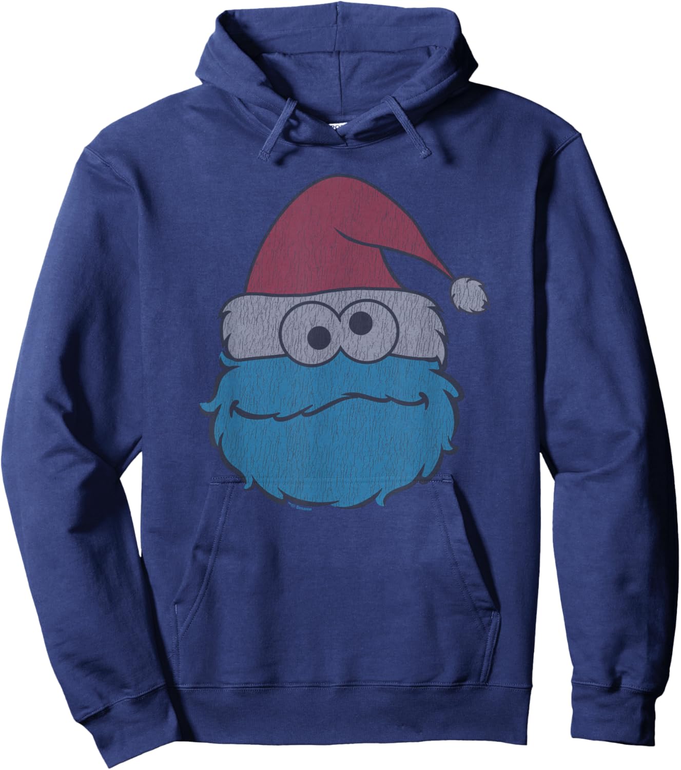 Sesame Street Cookie Monster Distressed Christmas Santa Hat Hoodie - Hoodie | Navy