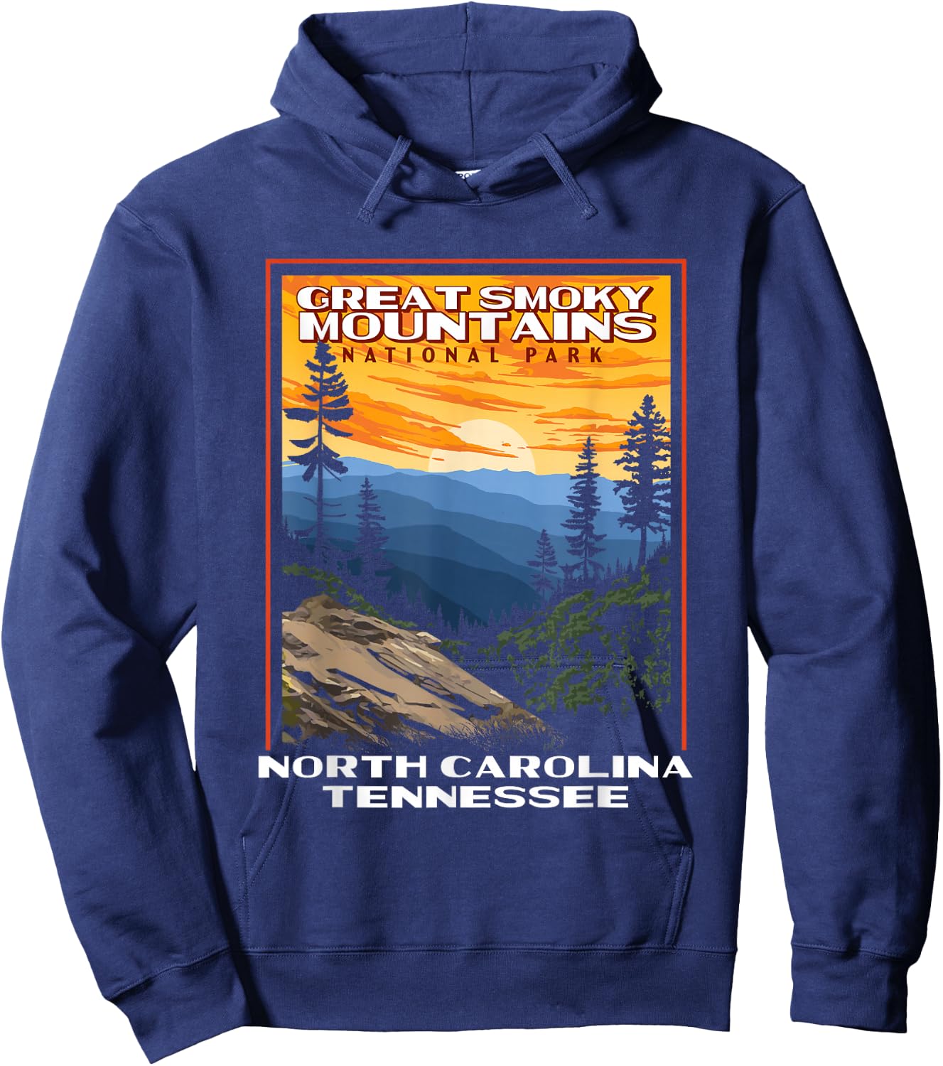 Great Smoky Mountains Vintage WPA National Park Smokies Hoodie - Hoodie | Navy