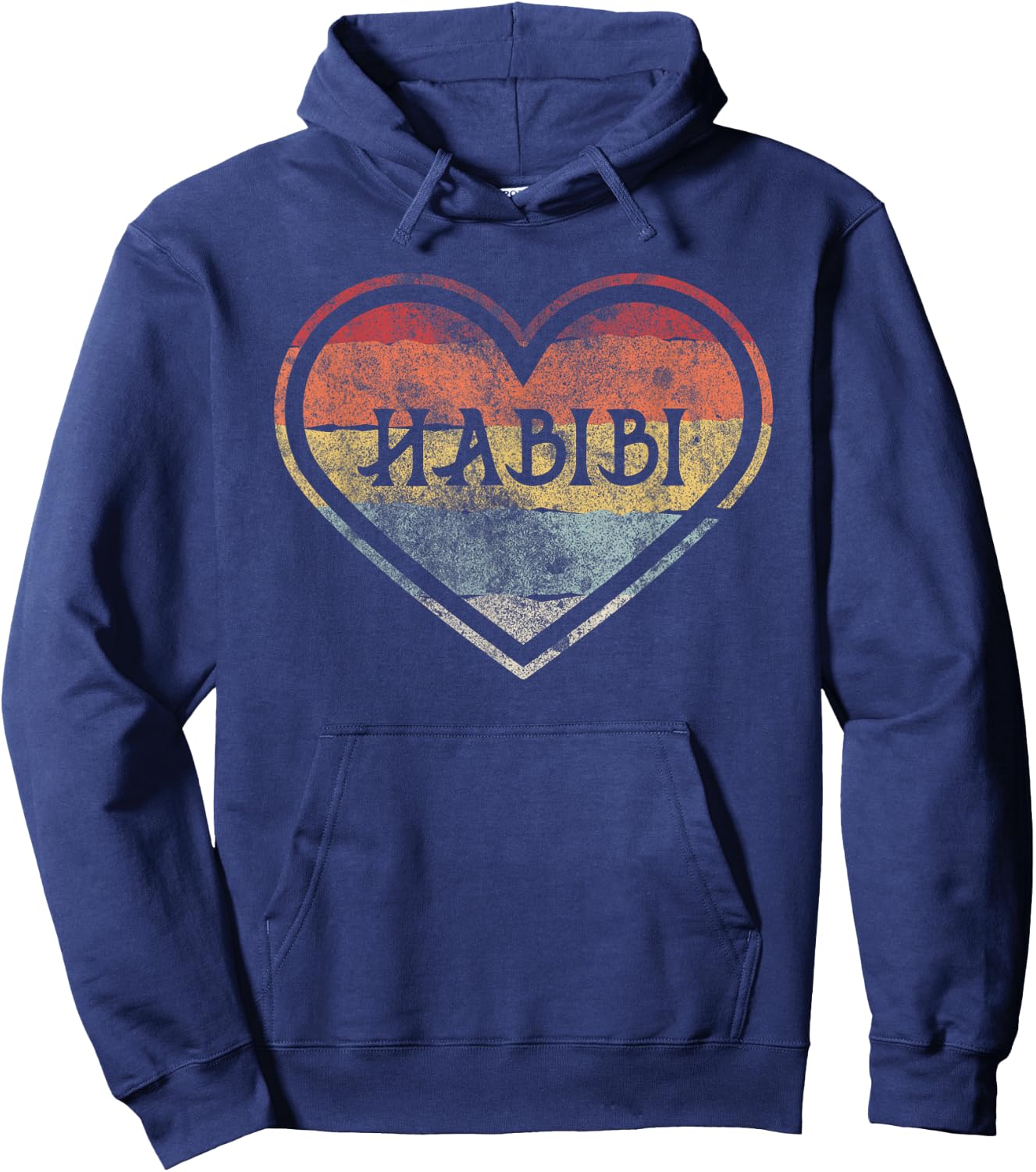 Habibi Retro Heart Arabic Arab Sweetheart Islam Muslim Hoodie - Hoodie | Navy