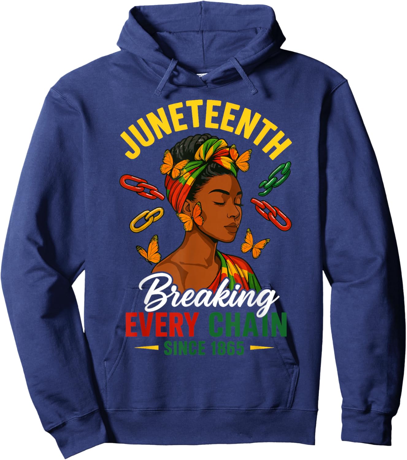Juneteenth Breaking Every Chain Yellow 1865 Juneteenth Women Hoodie - Hoodie | Navy