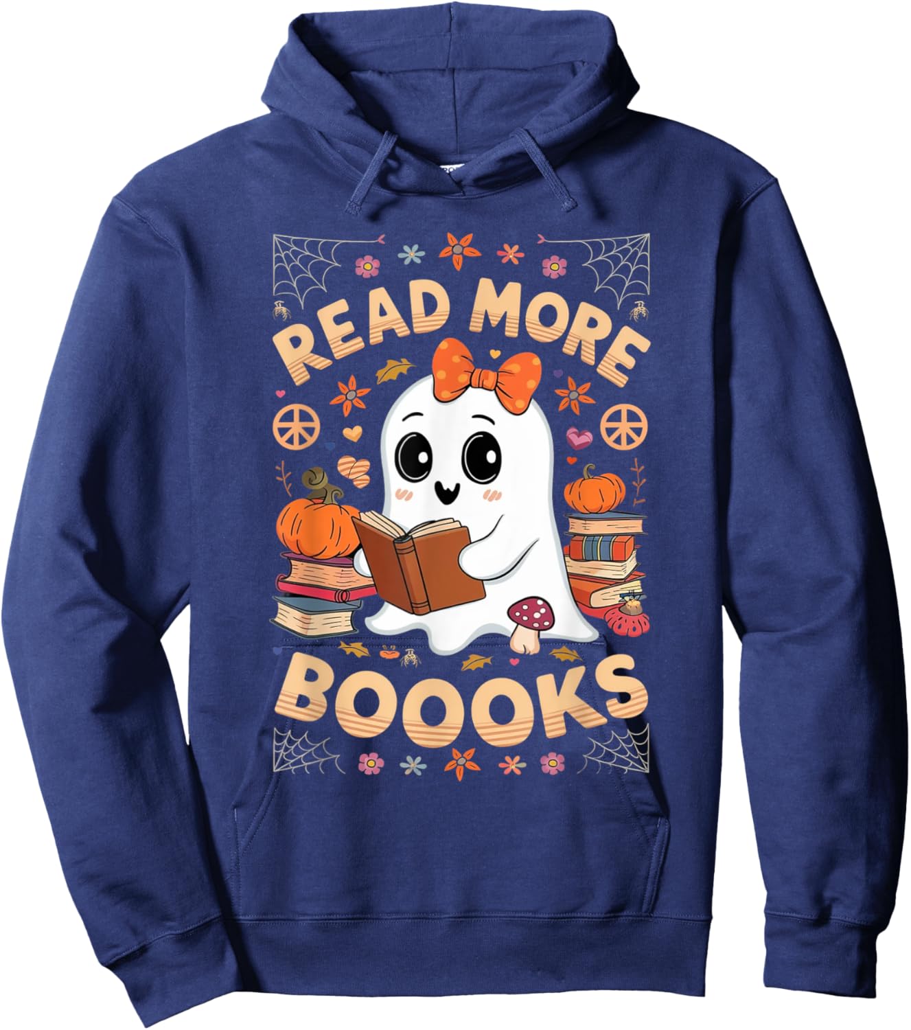 Read More Books Boo Ghost Halloween Reading Books Teacher Hoodie - Hoodie | Navy